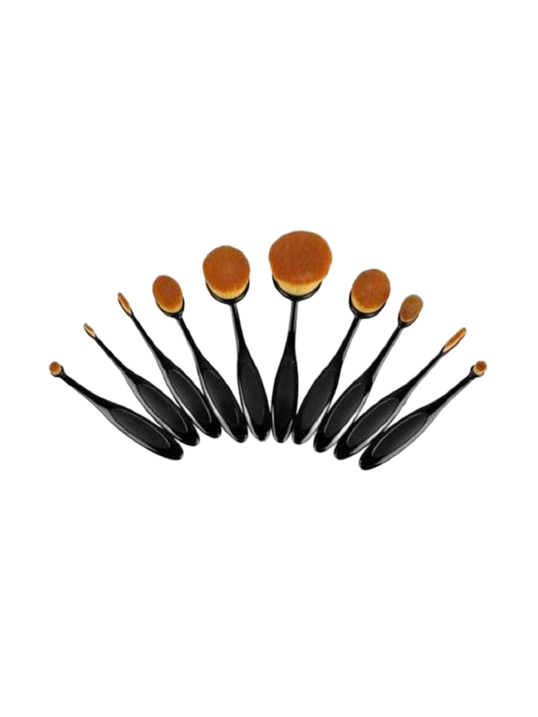 

Yoana Set Of 10 Beauty Multipurpose Professional Oval Face Makeup Brushes Set, Black