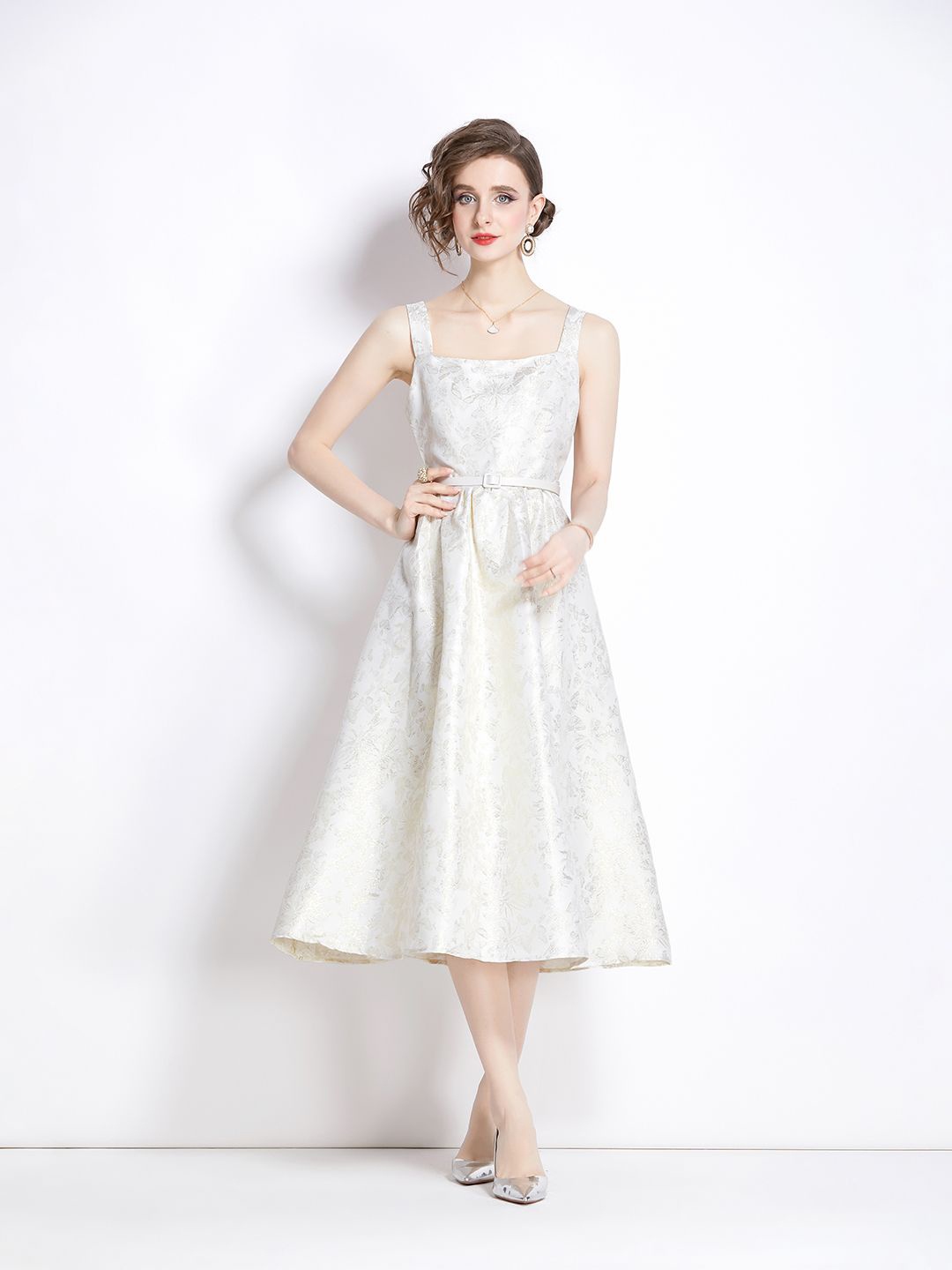 

JC Collection A-Line Midi Dress, White