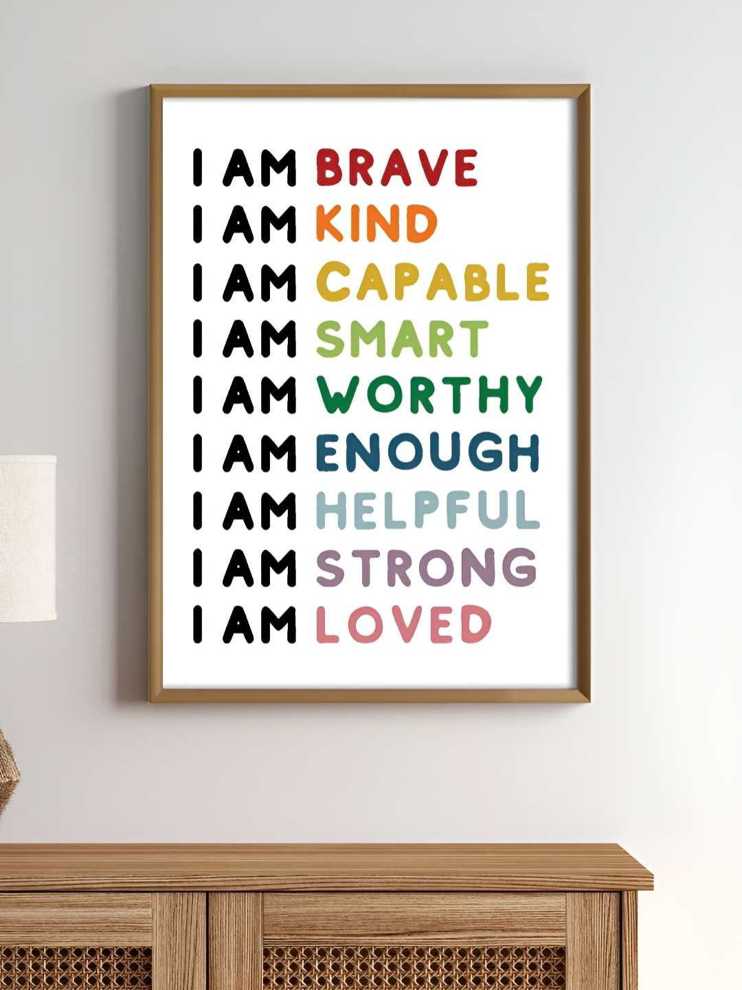 

My Kids Wall Beige & White Positive Affirmations & Emotions Wooden Wall art