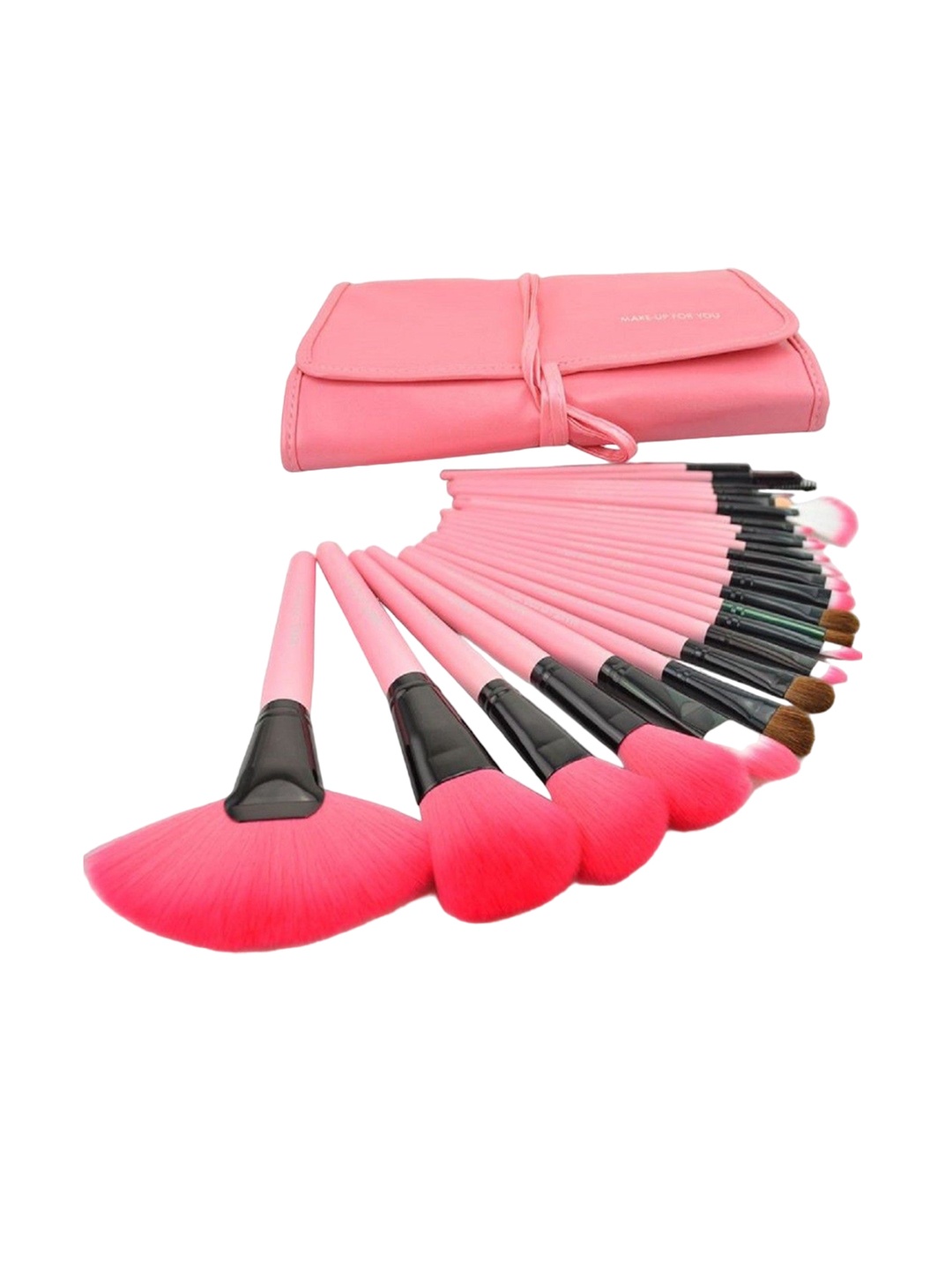 

Yoana Set Of 24 Professional Series Makeup Brushes Set With Leather Pouch, Pink