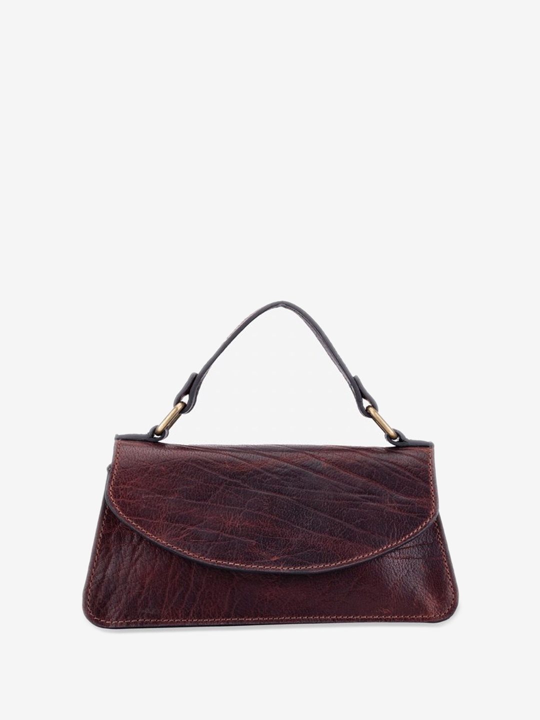 

Abelardo De Moda Textured Leather Structured Satchel with Fringed, Red