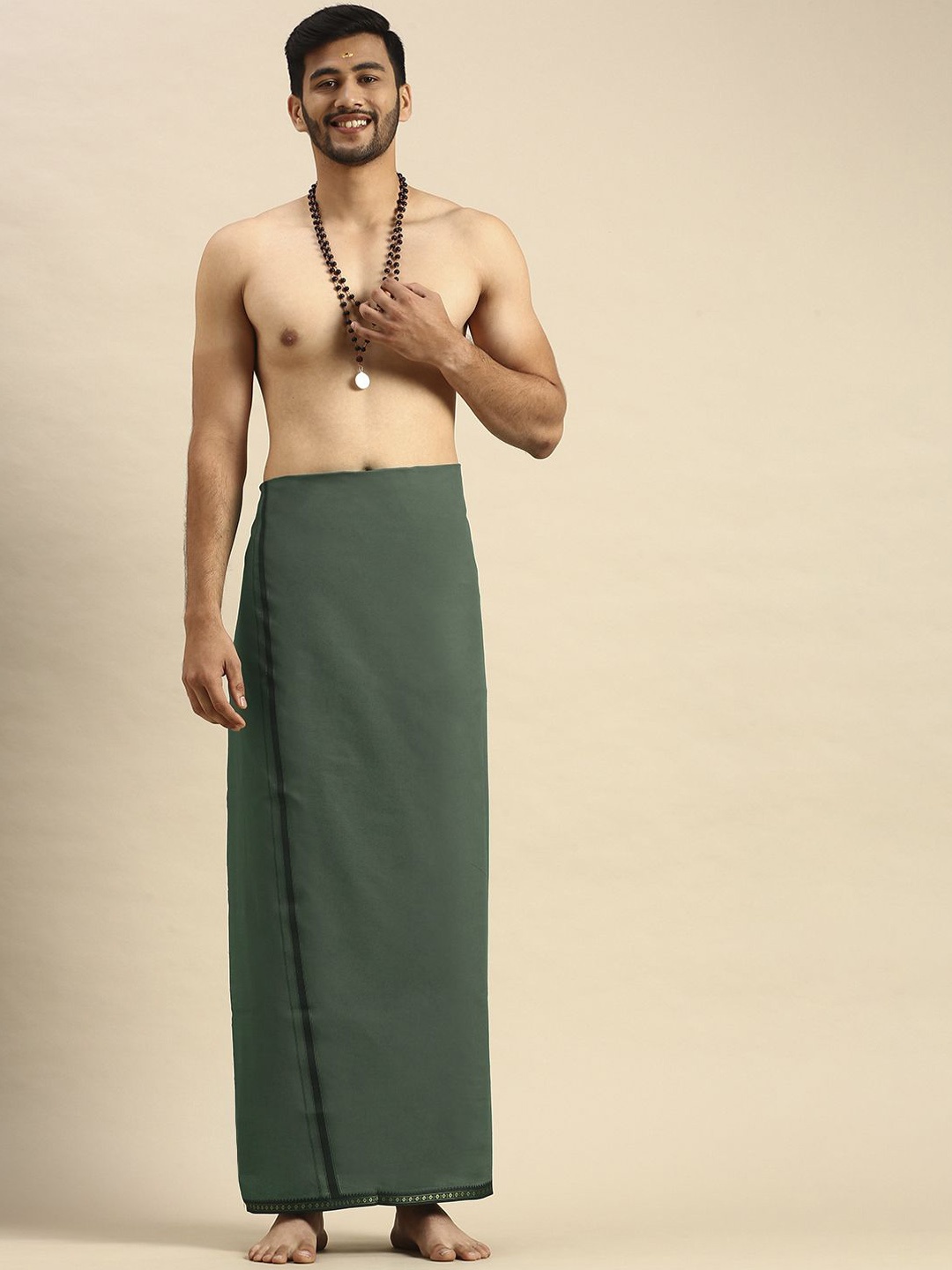 

Ramraj Men Bordered Dhoti, Grey