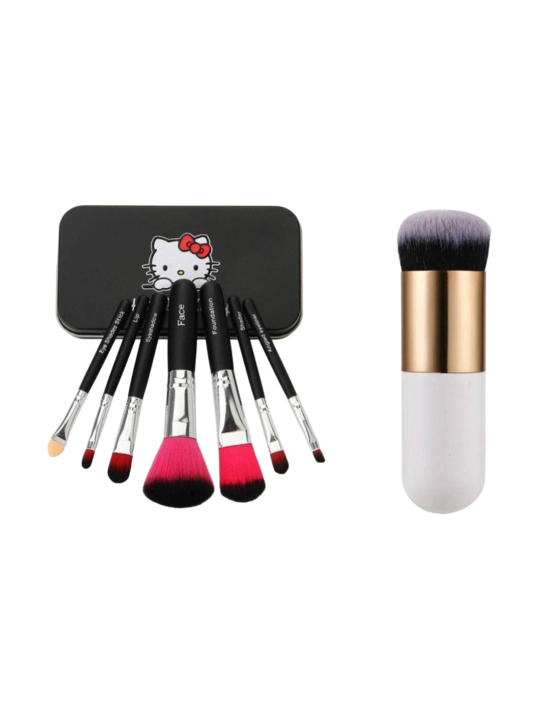

Yoana Set of 8 Foundation & Hello Kitty Makeup Bullet Brushes, White