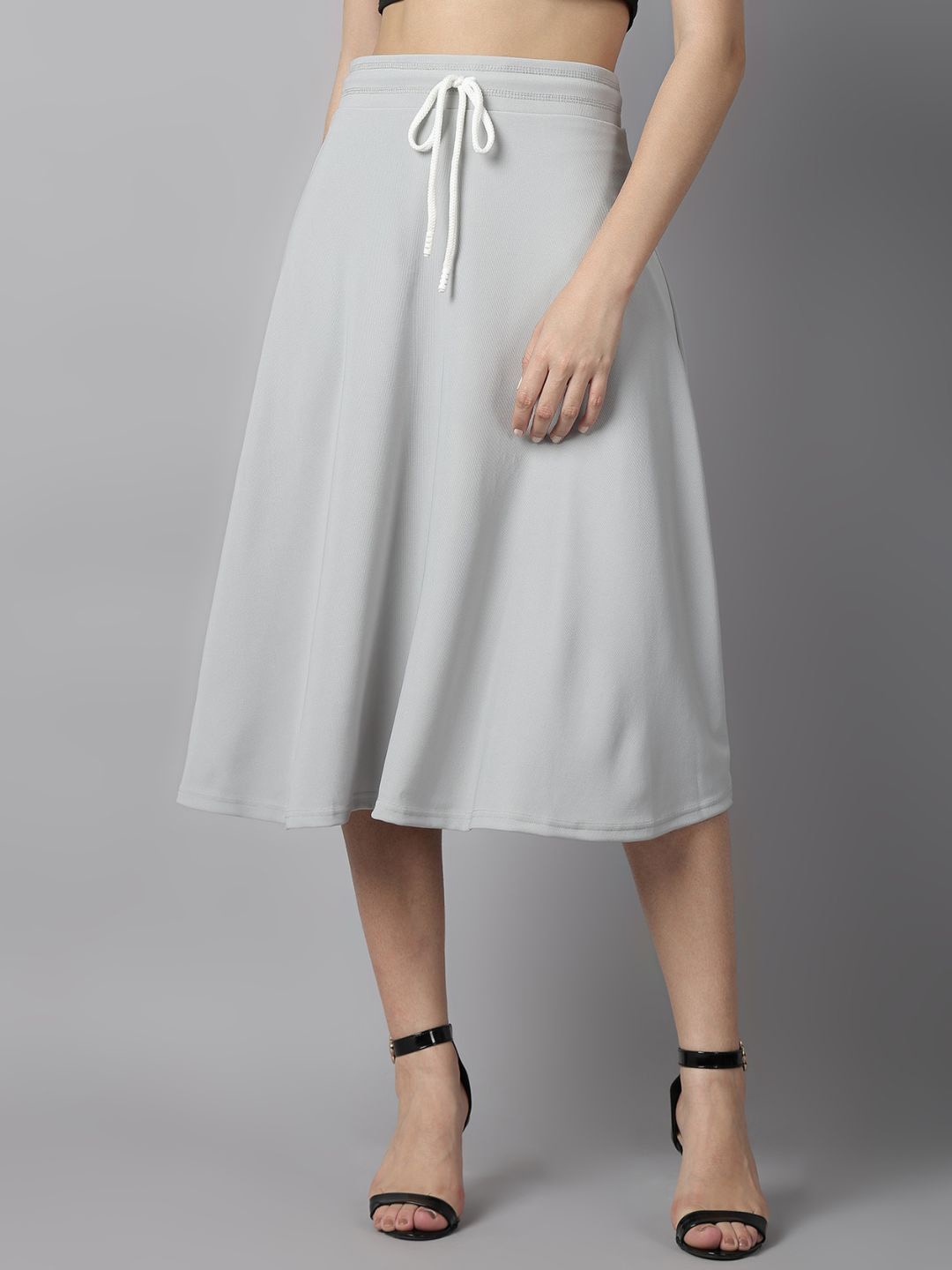 

BAESD A-Line Solid Midi Skirts, Grey