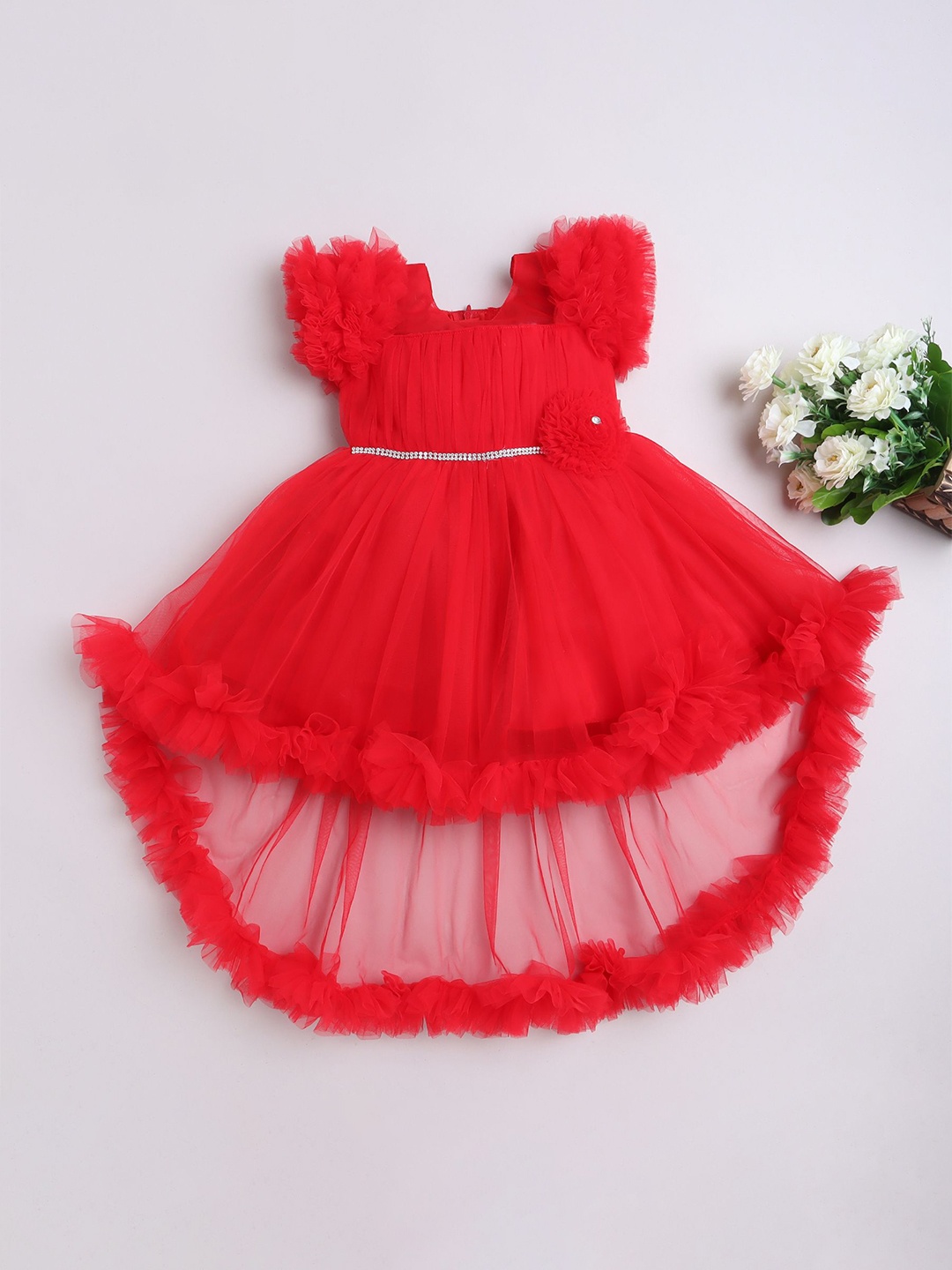 

MANY FROCKS & Girls Net Fit & Flare Dress, Red