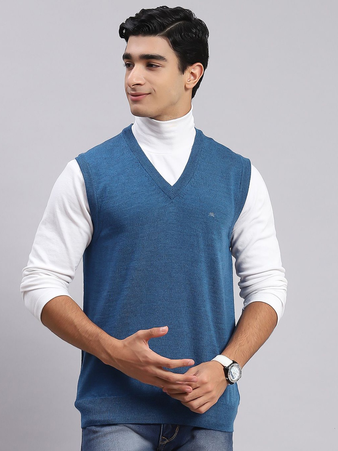 

Monte Carlo Men Woollen Sweater Vest, Blue