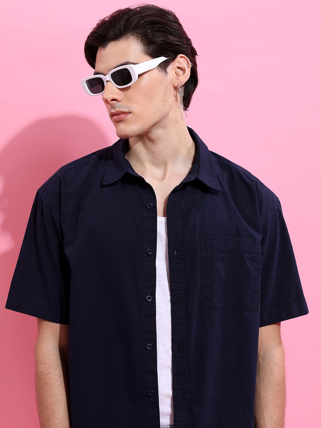 

HIGHLANDER Men Opaque Casual Shirt, Navy blue