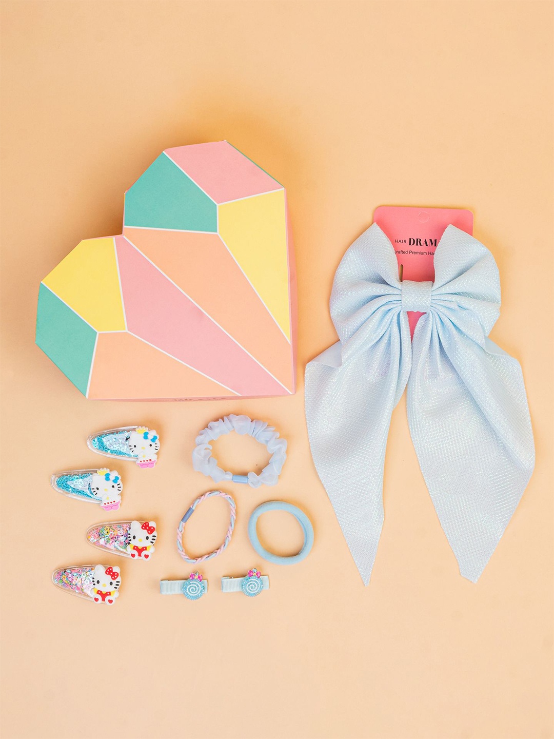 

HAIR DRAMA CO. Girls Set of 10 Hair Accessory Set, Blue