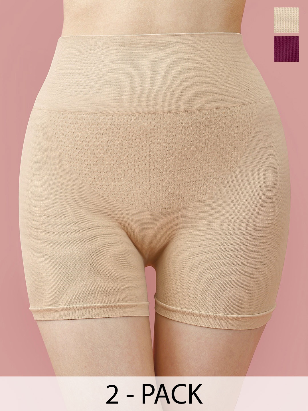 

Trendmalls Pack Of 2 Seamless Underwear Tummy & Thigh Shapewear, Beige