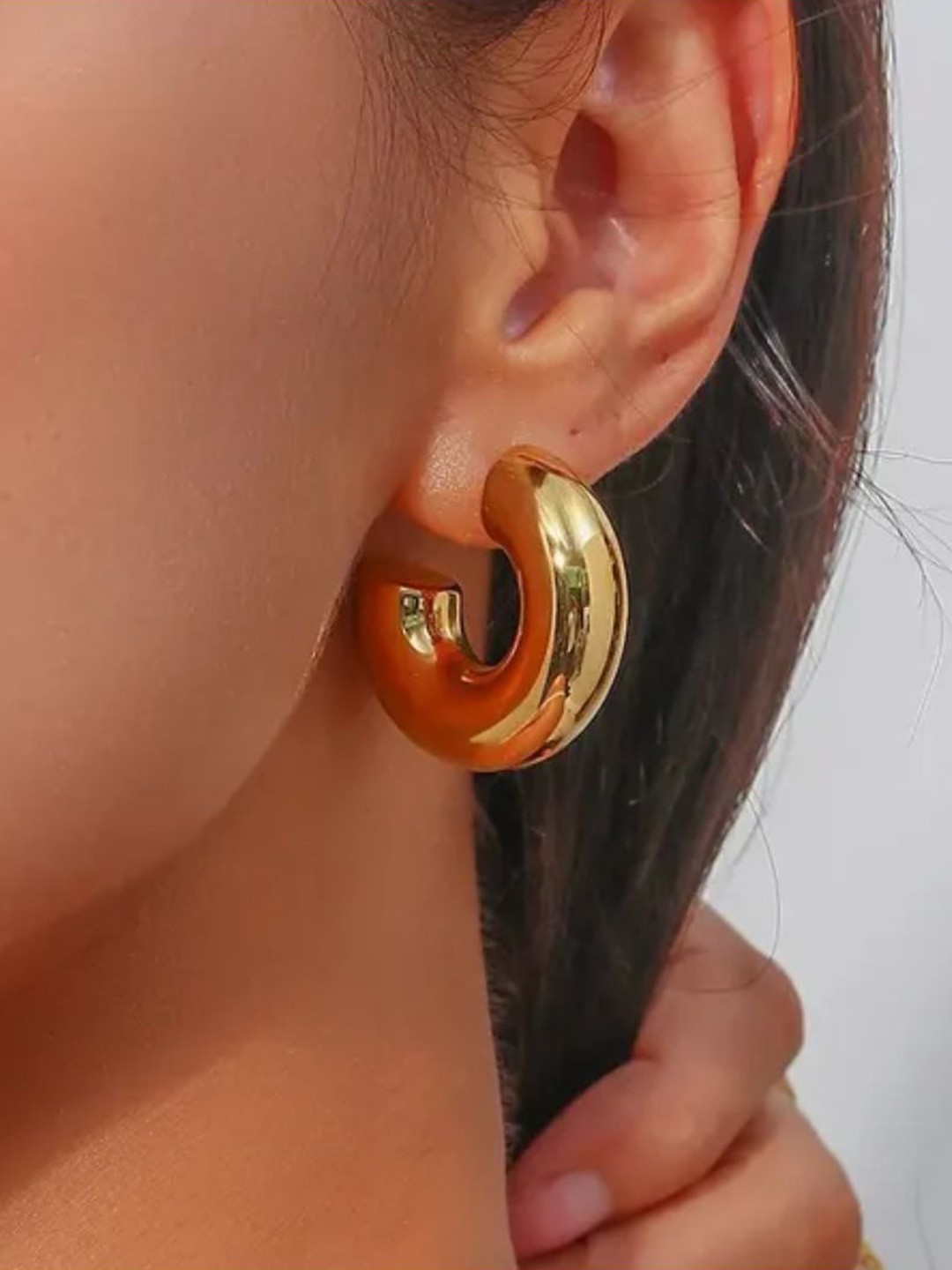 

SALTY Roundy Stainless Steel Half Hoop Earrings, Gold