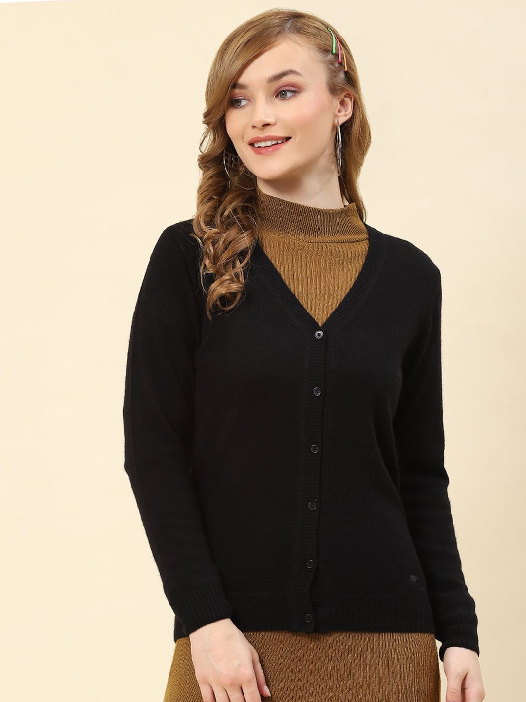 

Monte Carlo Women Woollen Cardigan, Black