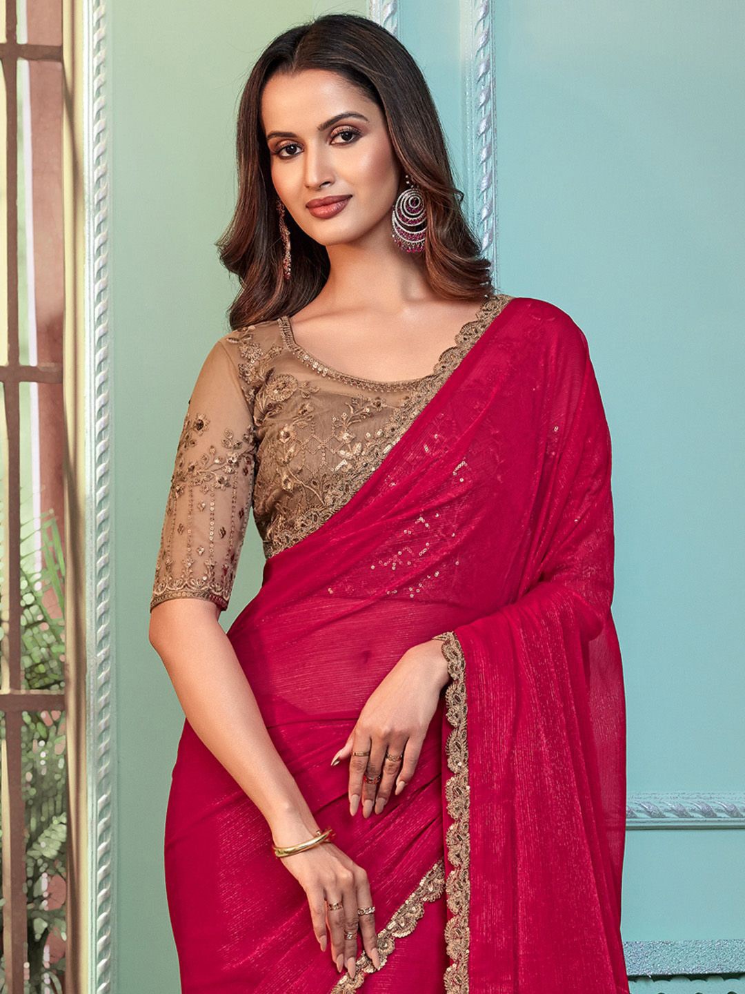 

Anouk Embroidered Poly Georgette Saree, Pink