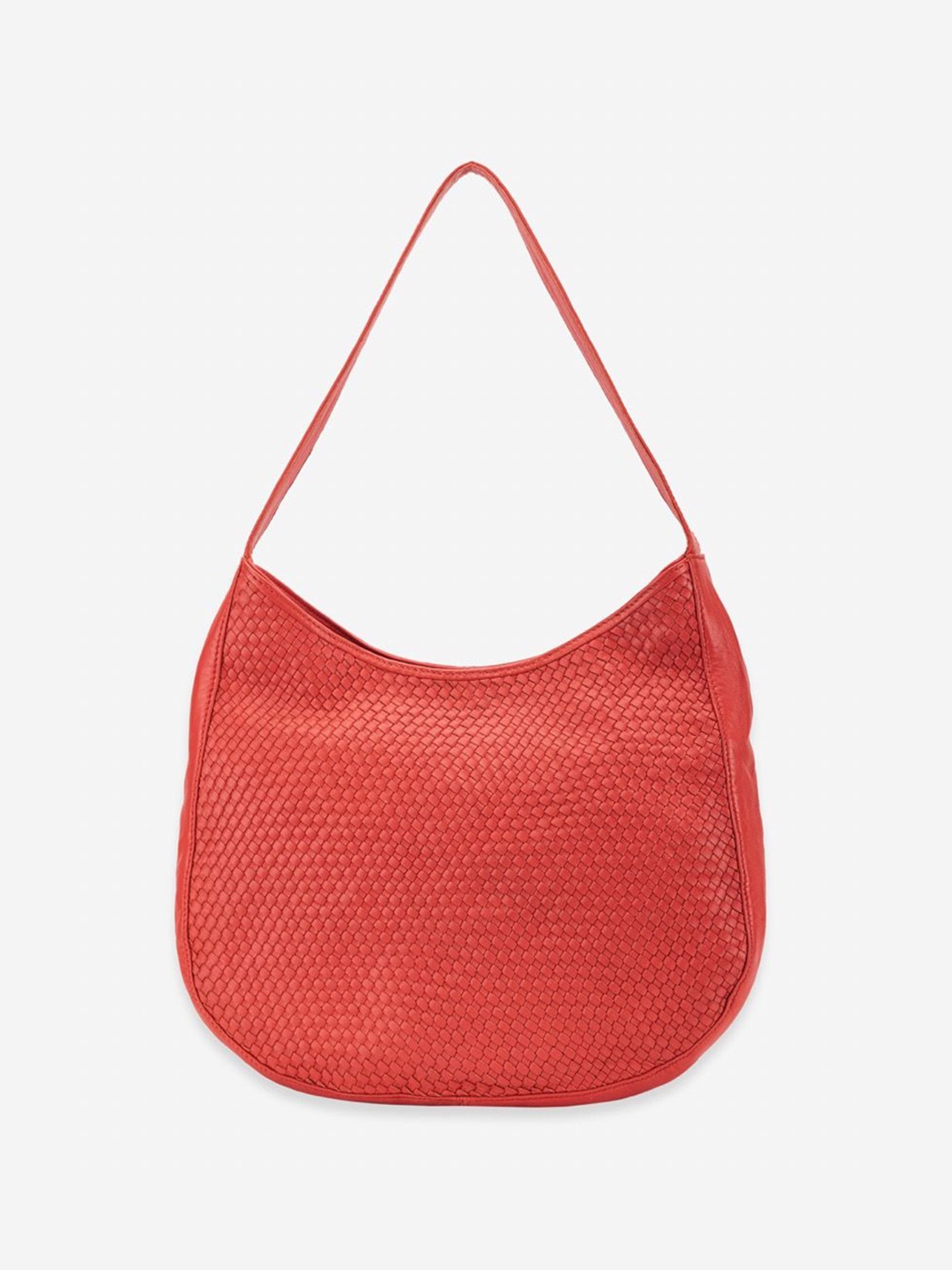 

Abelardo De Moda Leather Half Moon Hobo Bag with Cut Work, Red