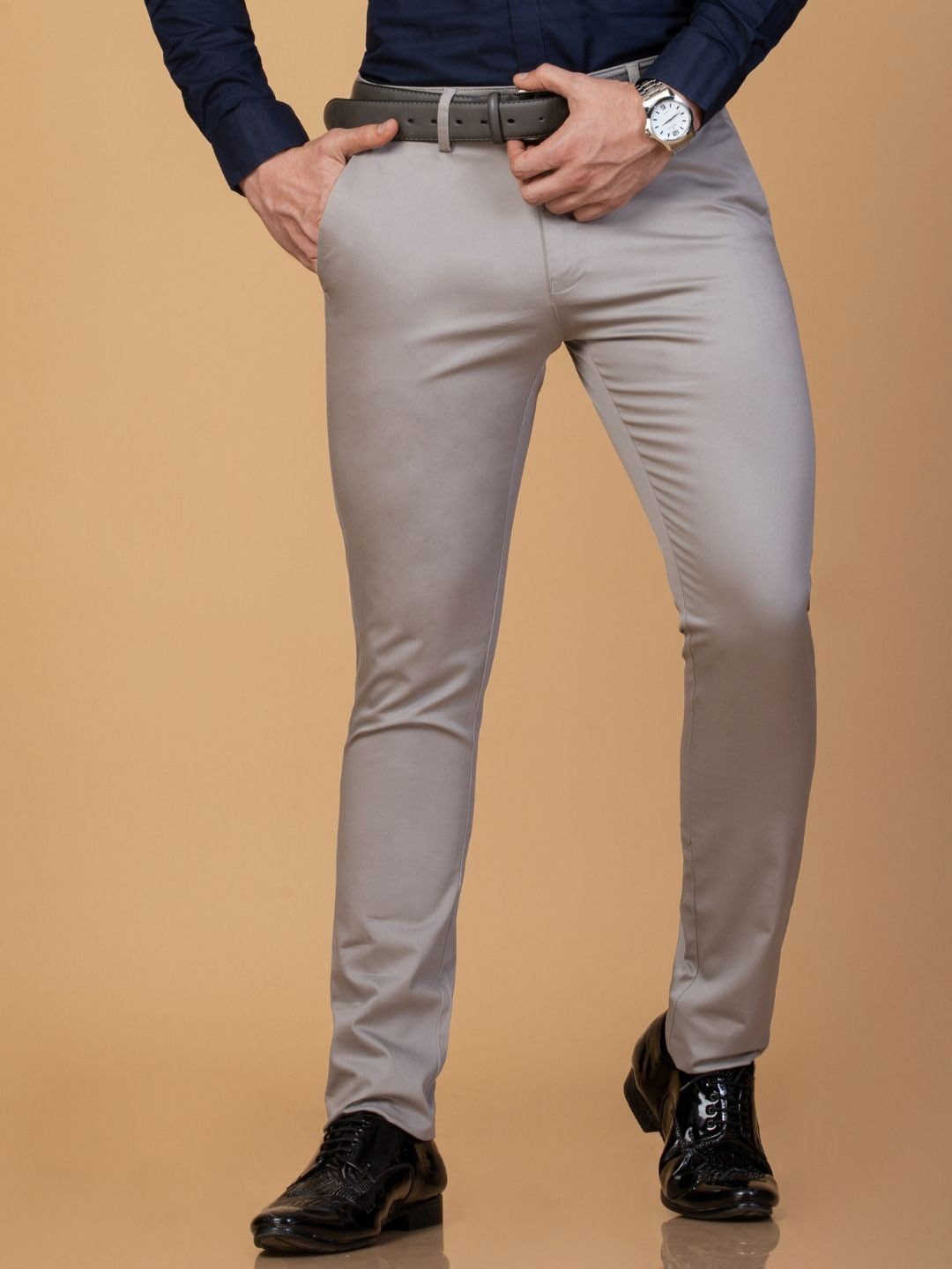 

Berkshire Men Smart Slim Fit Cotton Easy Wash Trousers, Grey