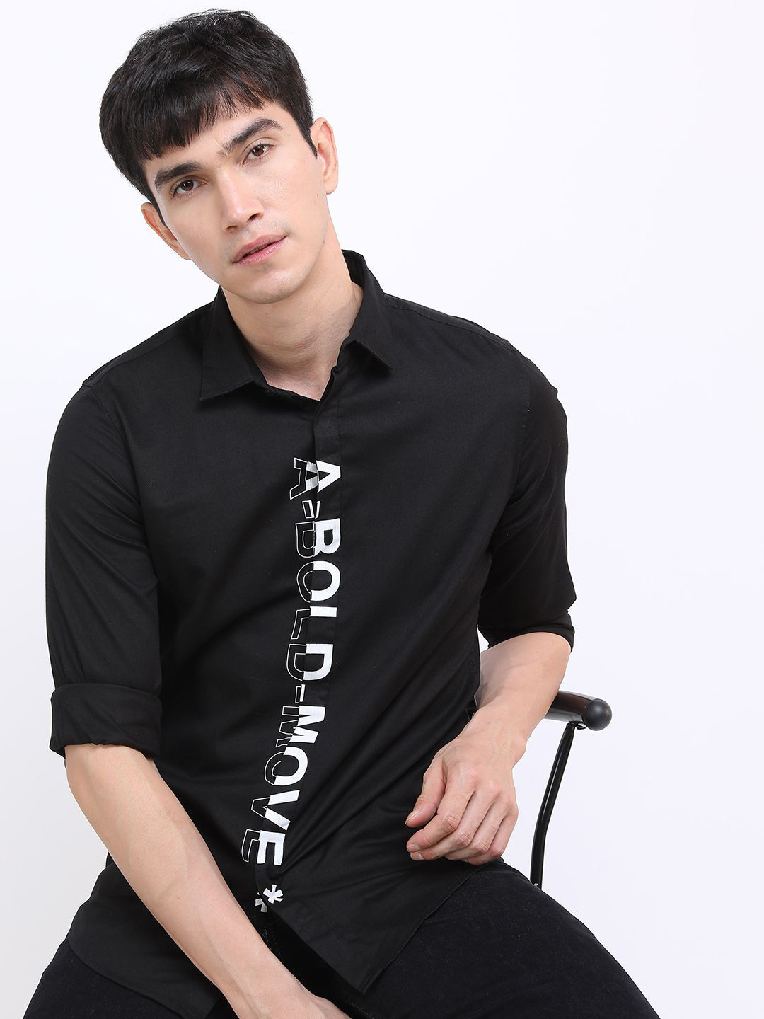 

HIGHLANDER Men Slim Fit Opaque Casual Shirt, Black