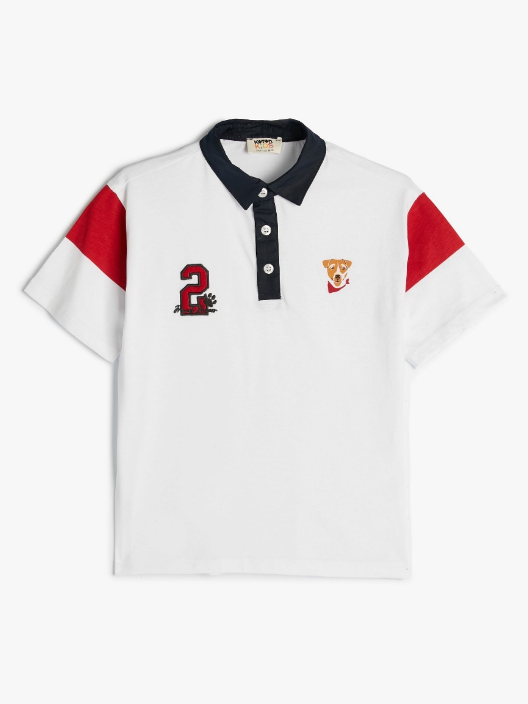 

Koton Boys Polo Collar Applique T-shirt, White