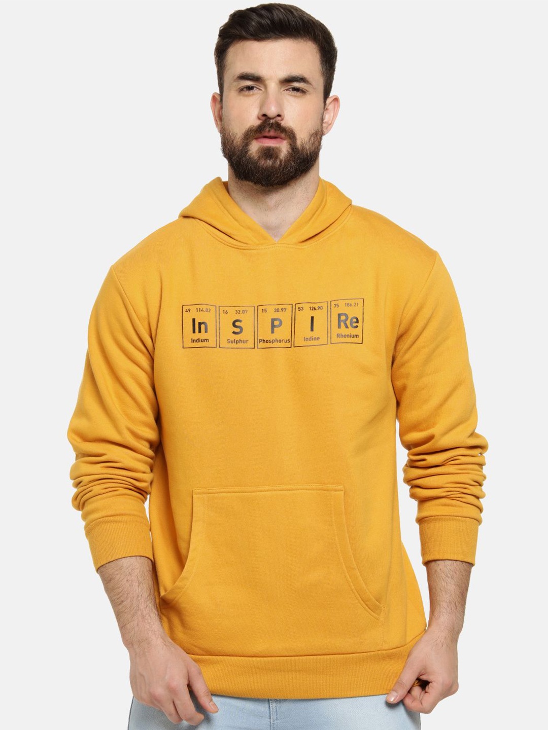 

Campus Sutra Men Printed Sweatshirt, Mustard