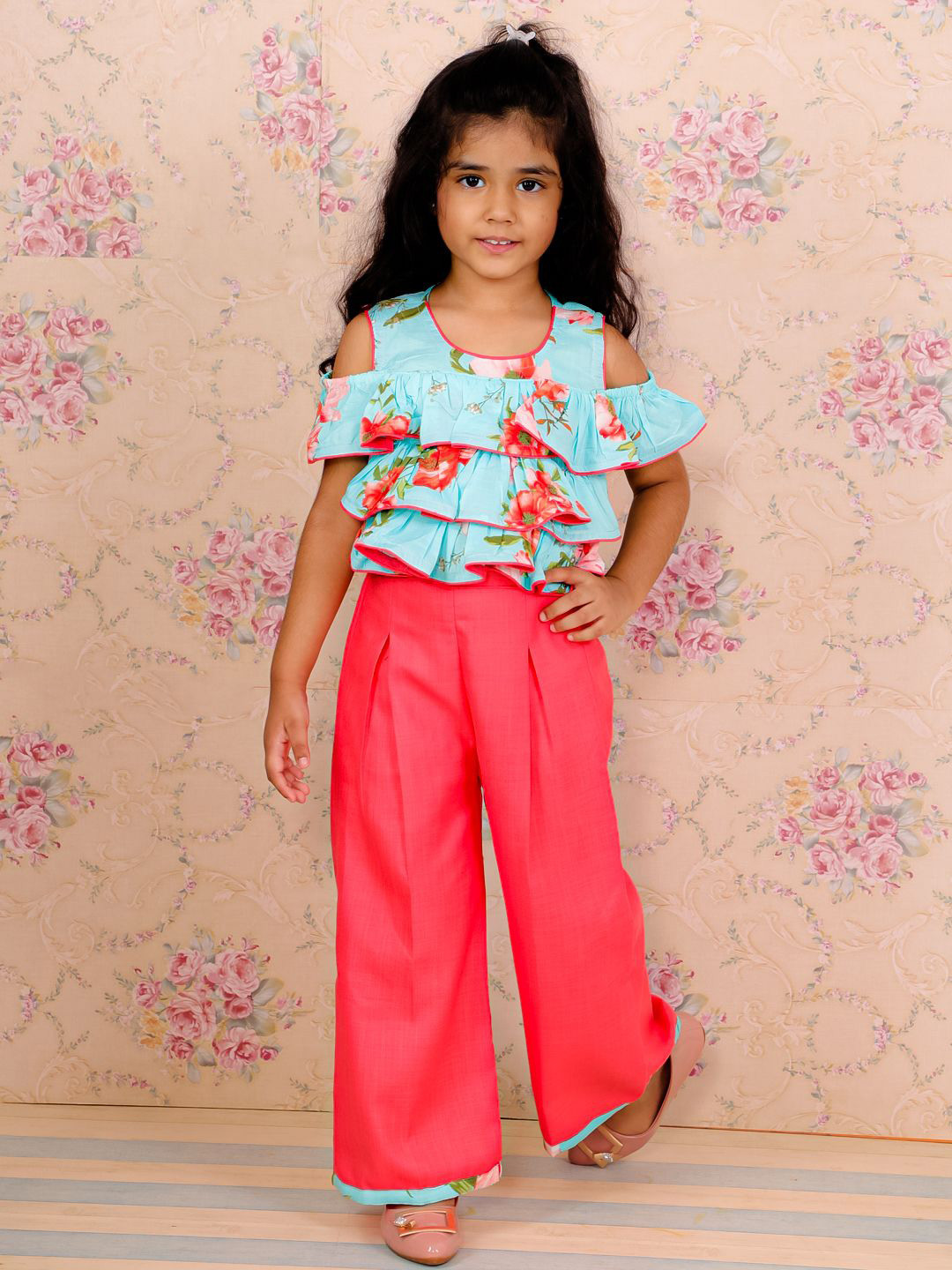 

Twisha Girls Printed Top with Palazzos, Blue