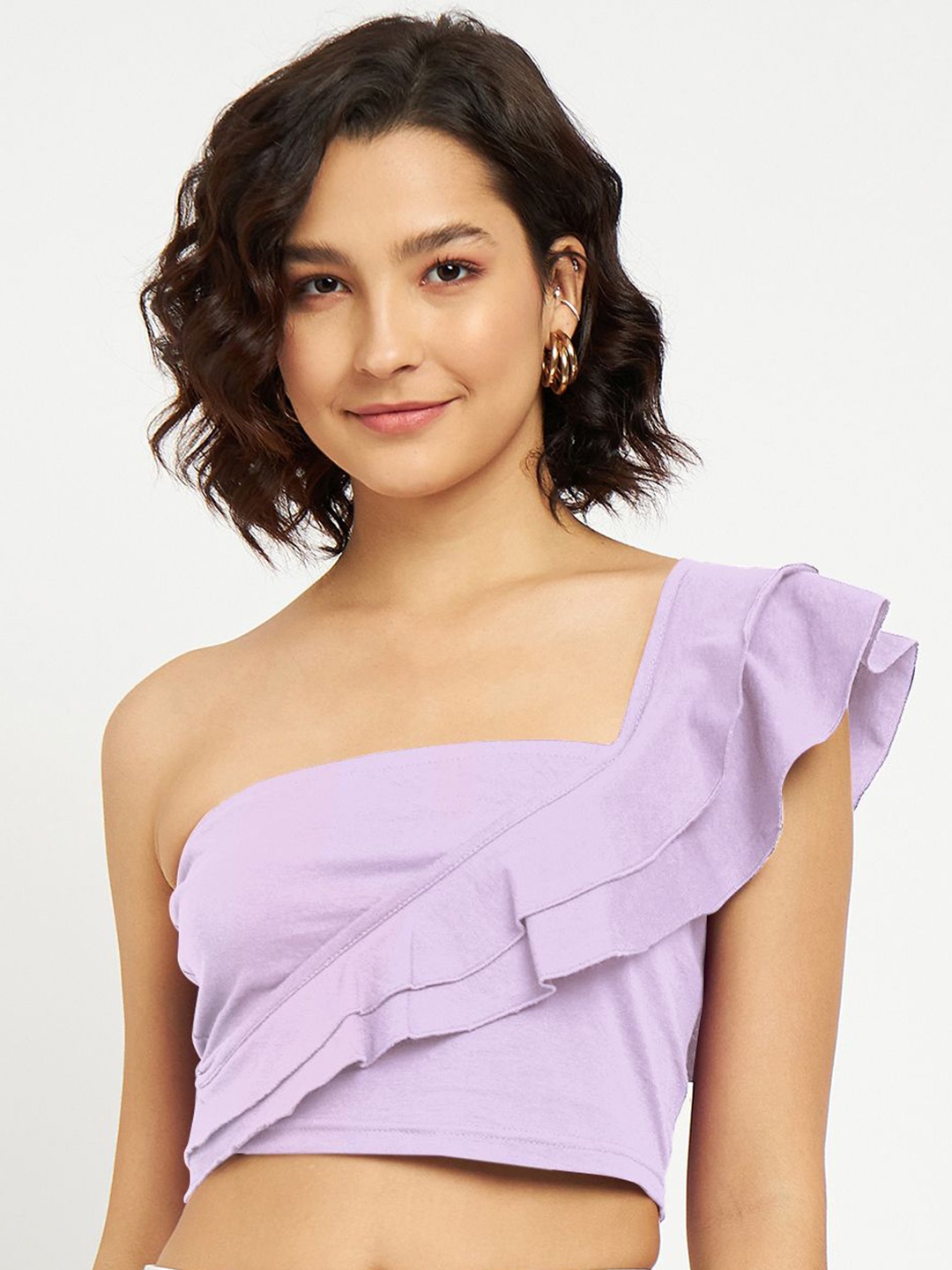 

BRINNS One Shoulder Cotton Crop Top, Lavender