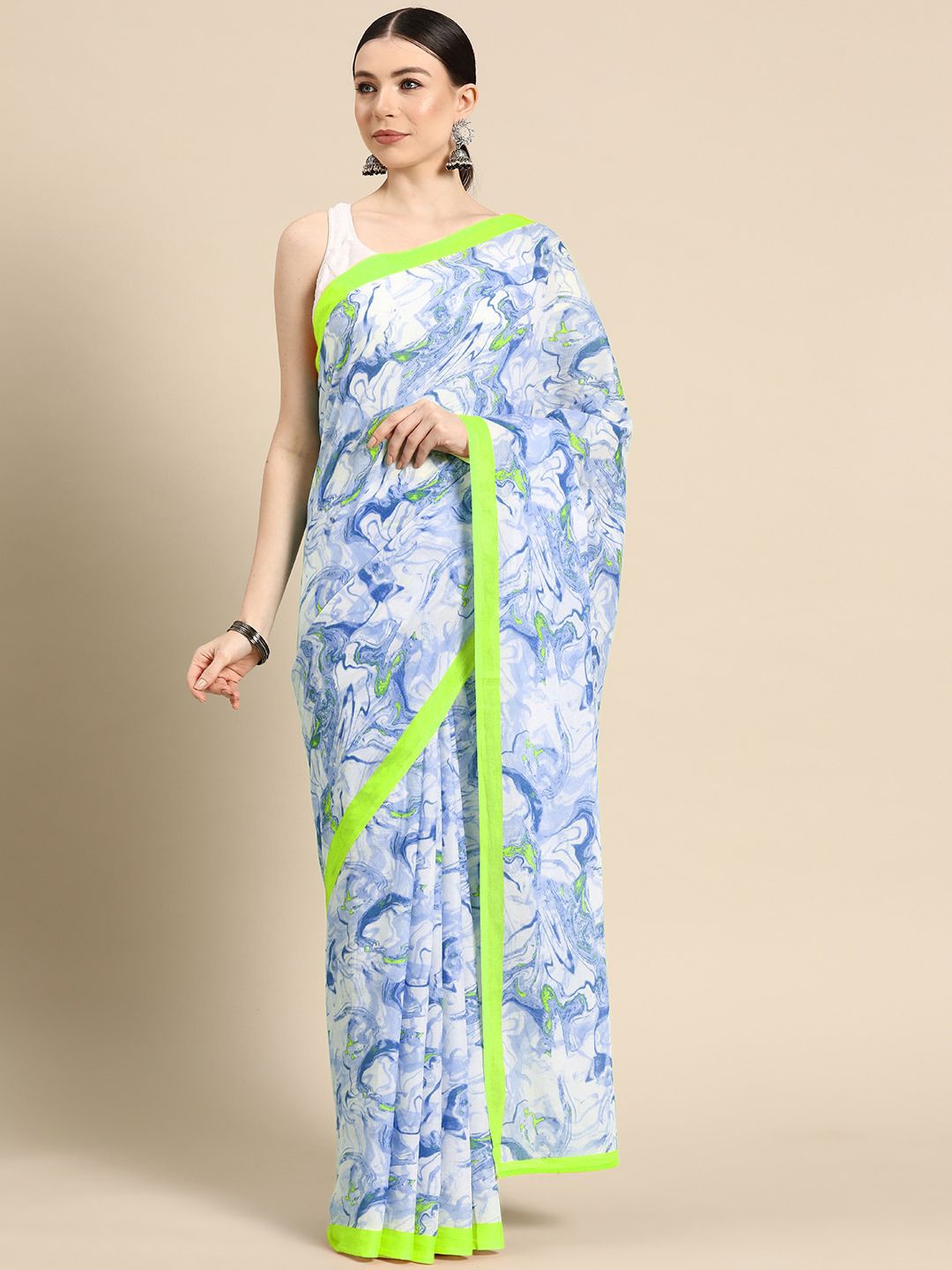 

BUTA BUTI Pure Cotton Saree, White