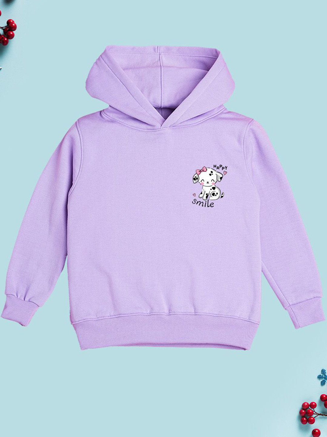 

NUSYL Girls Graphic Printed Hooded Sweatshirt, Purple