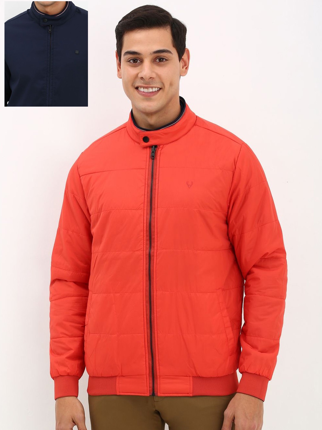 

Allen Solly Men Reversible Padded Pure Cotton Jacket, Orange