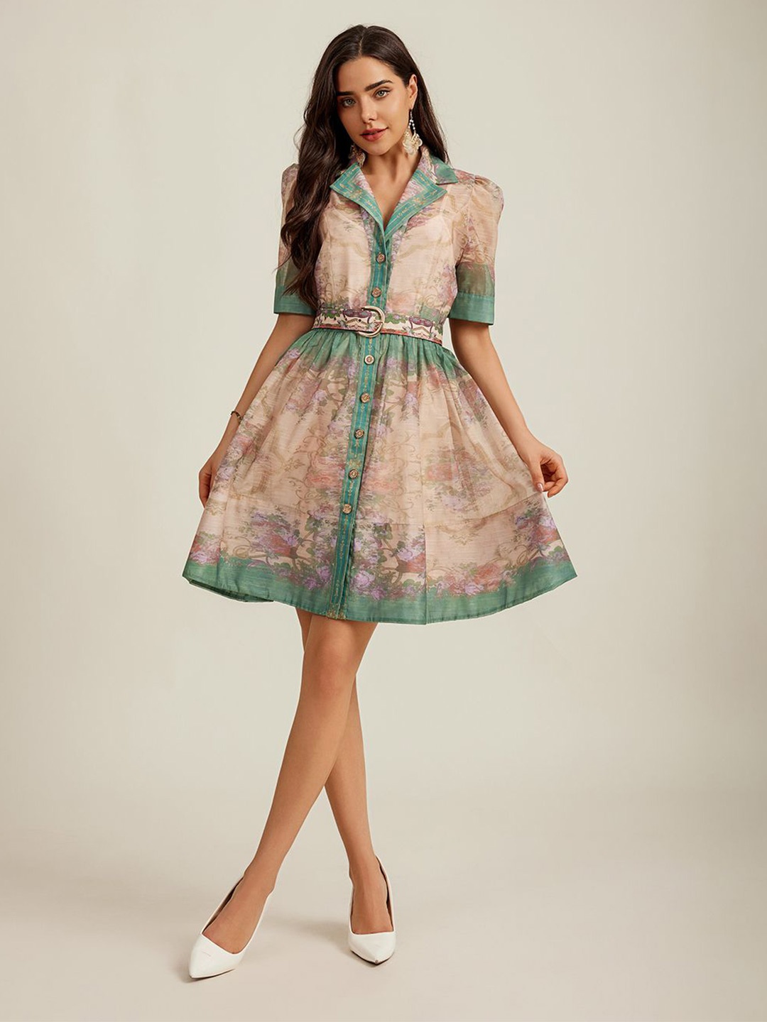 

JC Collection Floral Print Fit & Flare Dress, Green