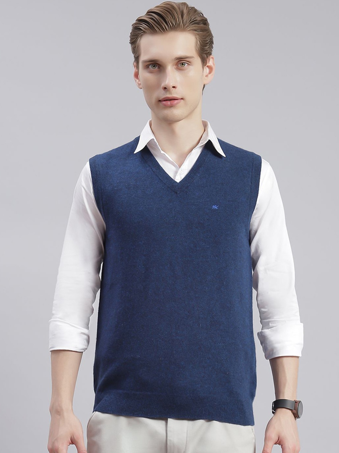 

Monte Carlo Men Woollen Sweater Vest, Blue