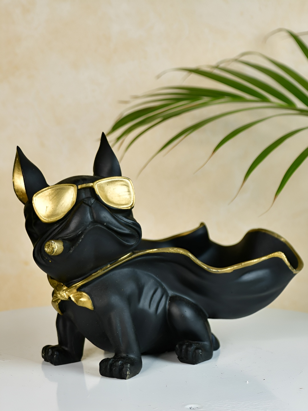 

SOWPEACE Black & Gold Toned Caped Figurine Dog Showpiece