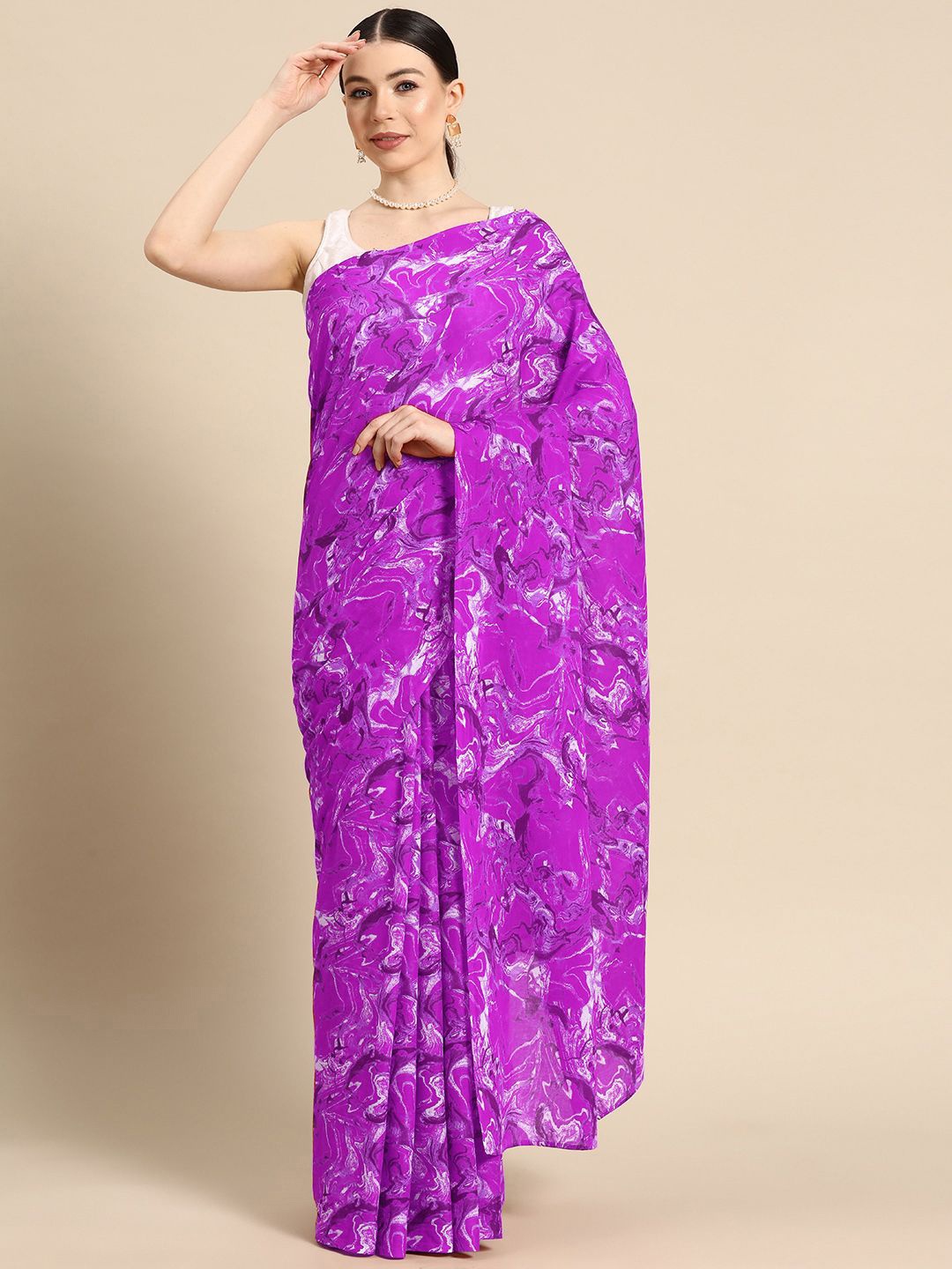 

BUTA BUTI Pure Cotton Saree, Purple