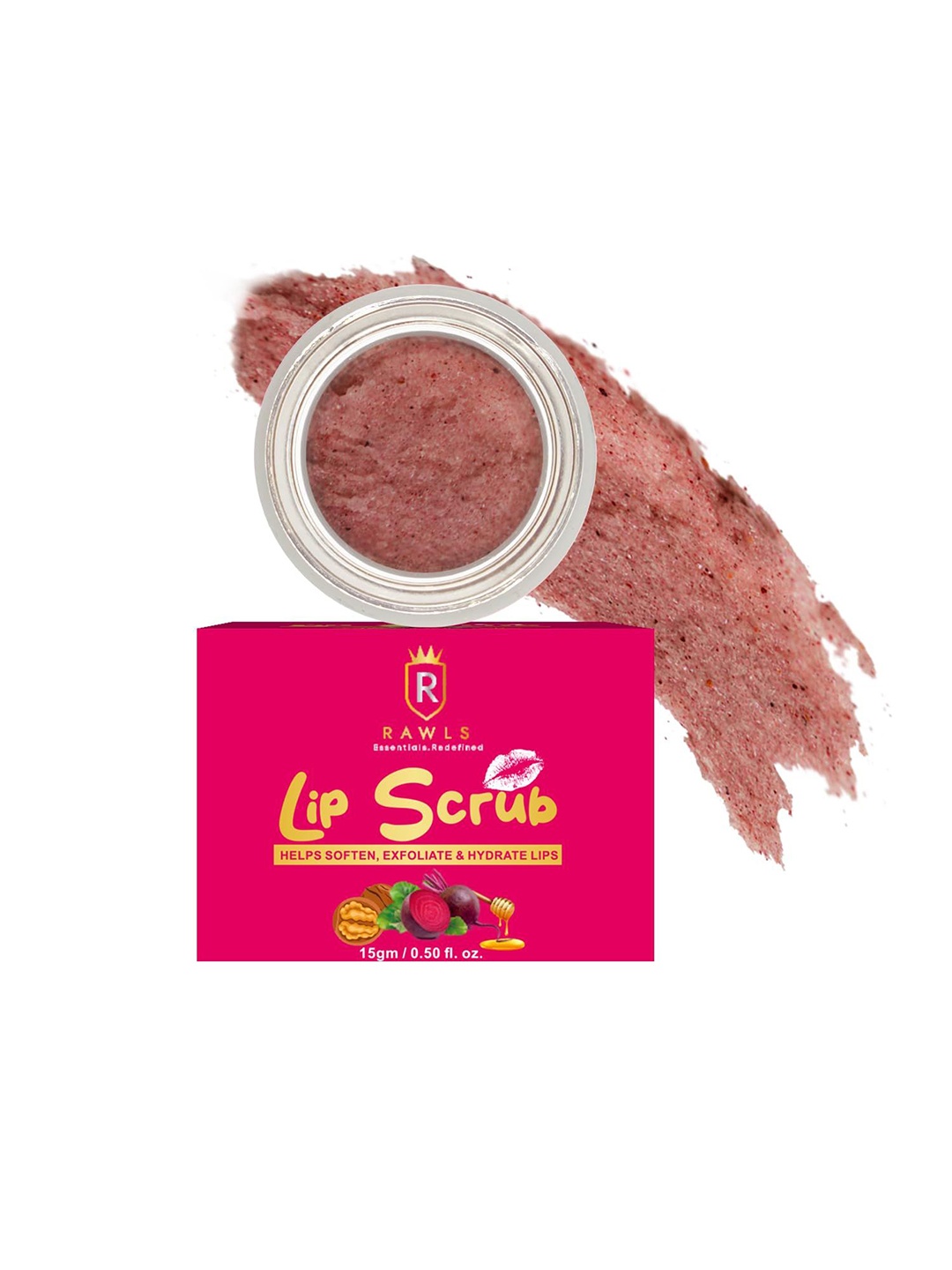 

RAWLS Lip Scrub Balm With Beetroot-15g, Brown
