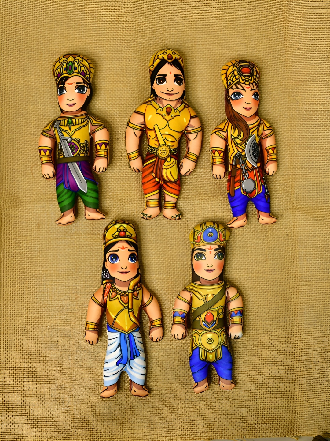 

SOWPEACE Yellow & Blue 5 Pieces Stitched Cotton Panch Pandava Showpiece