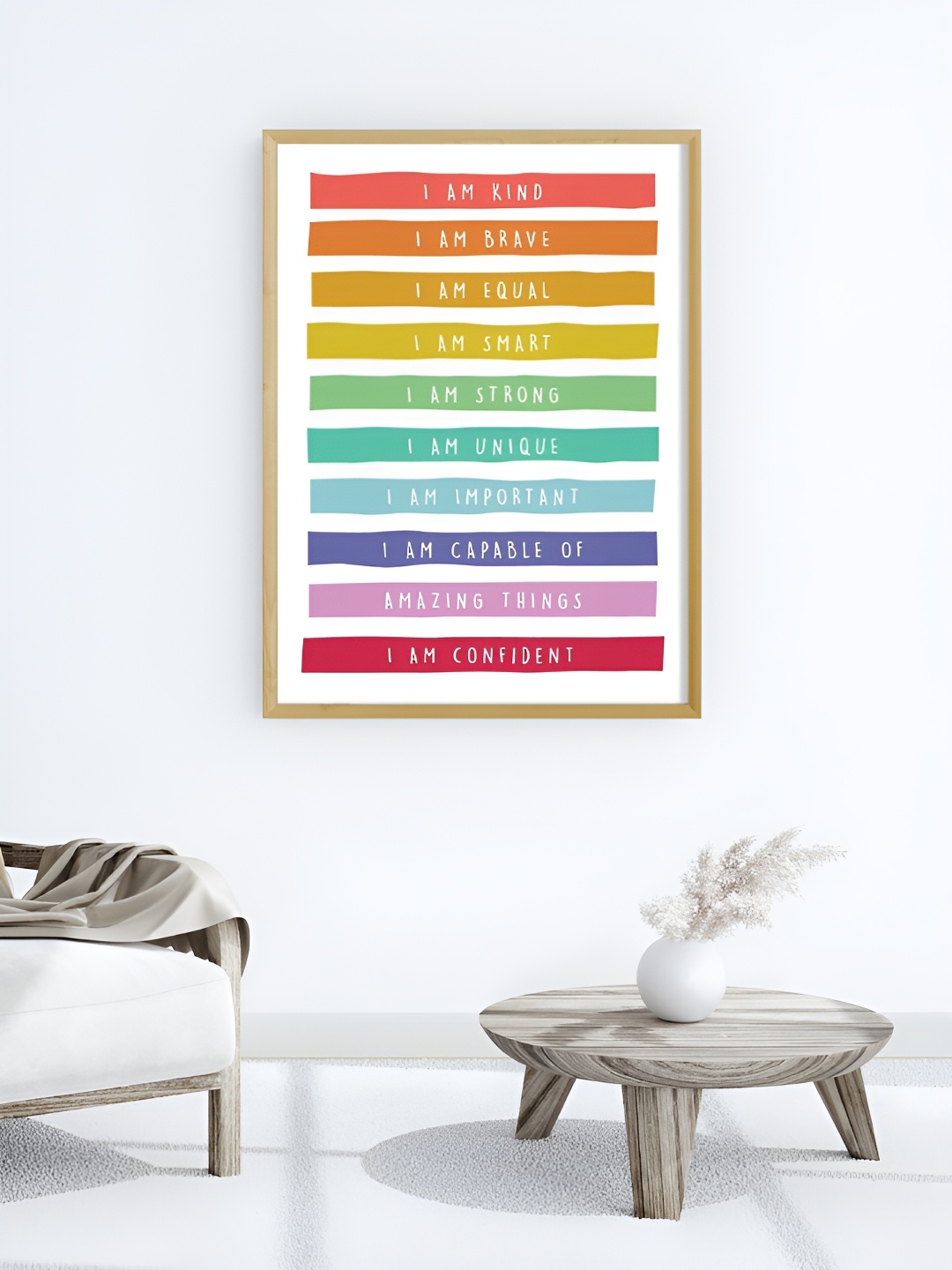 

My Kids Wall Positive Affirmations Beige & White Wooden Wall Art