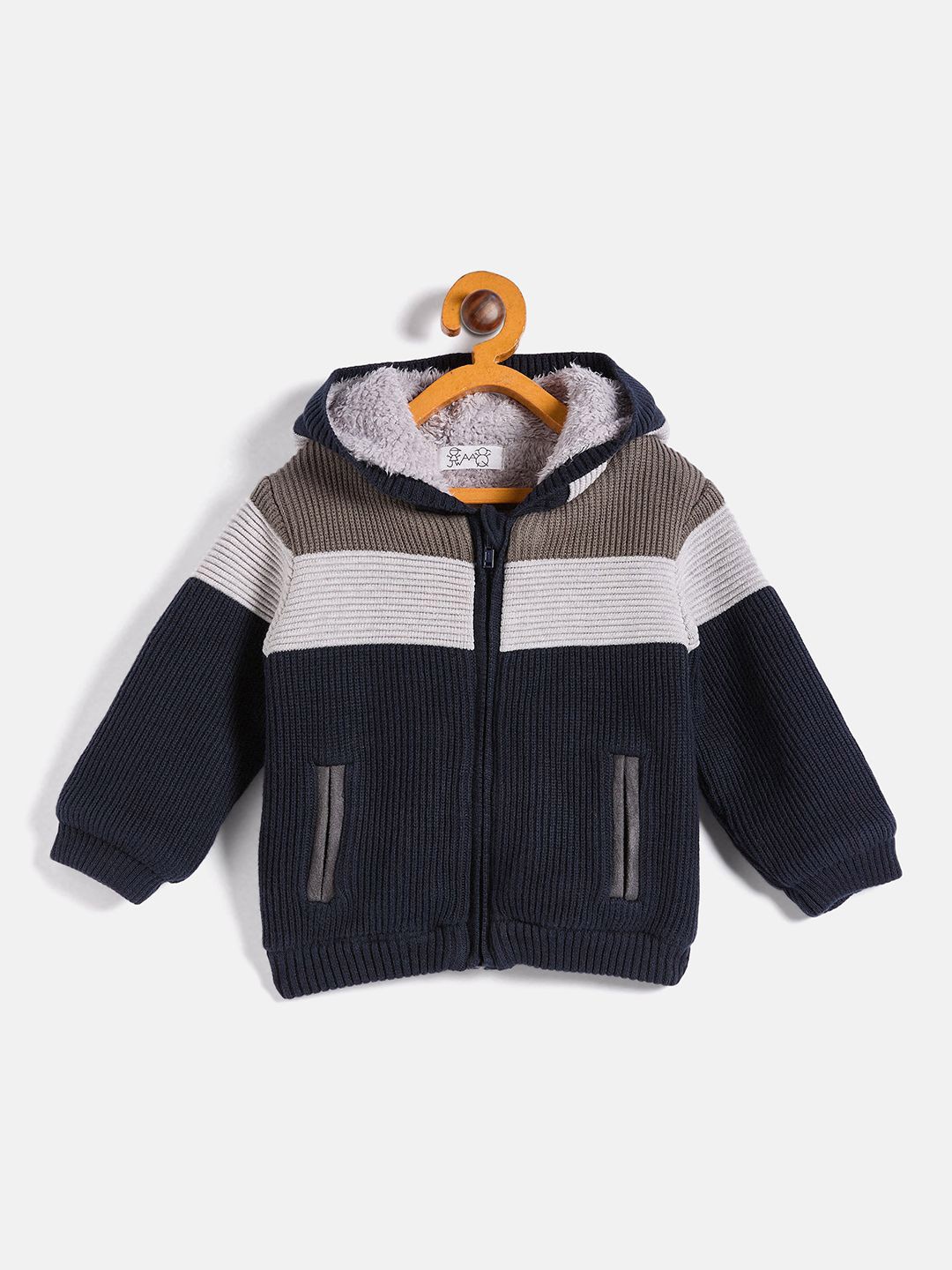 

JWAAQ Unisex Kids Colourblocked Cardigan, Navy blue