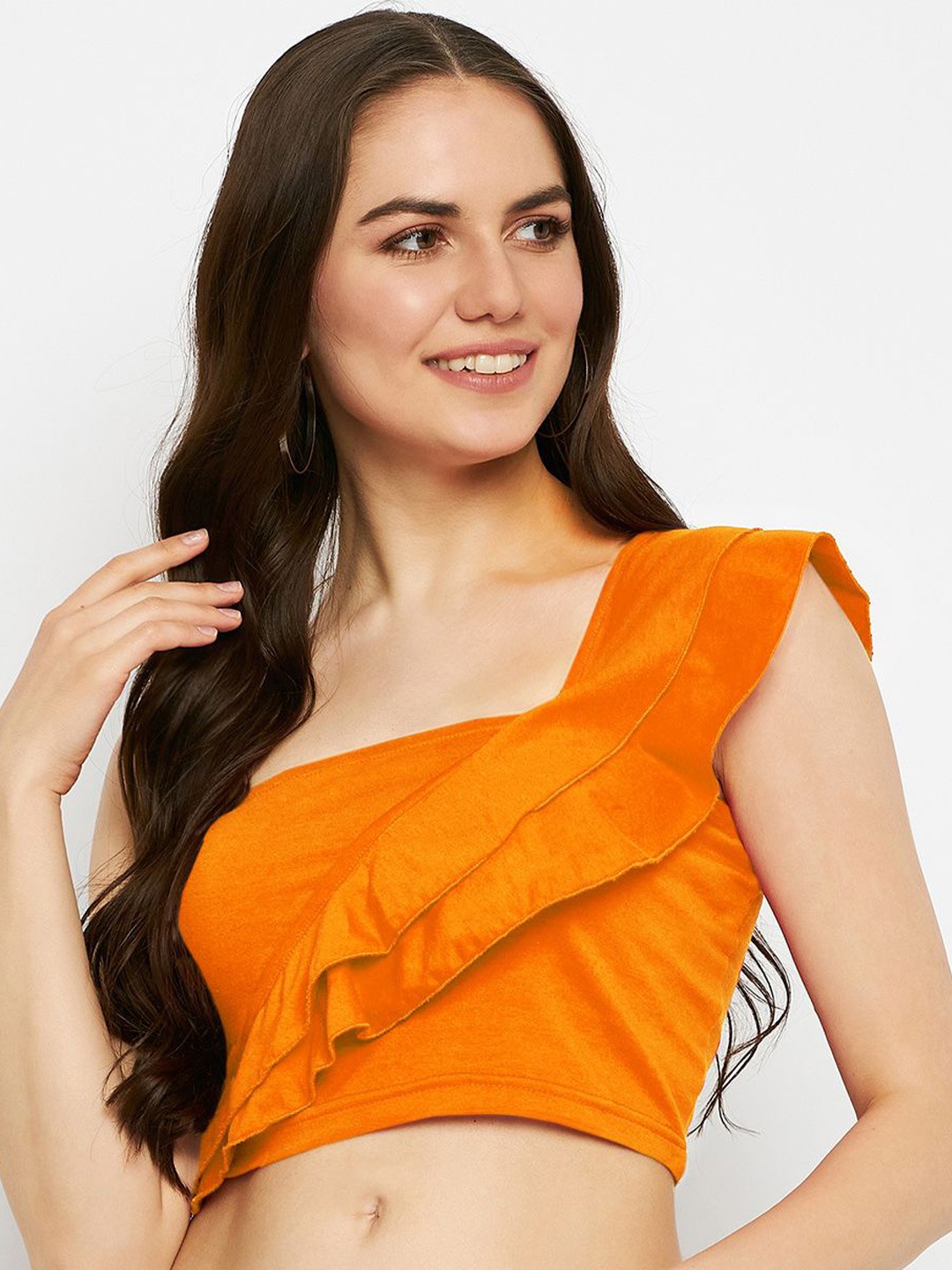 

BRINNS One Shoulder Cotton Crop Top, Orange