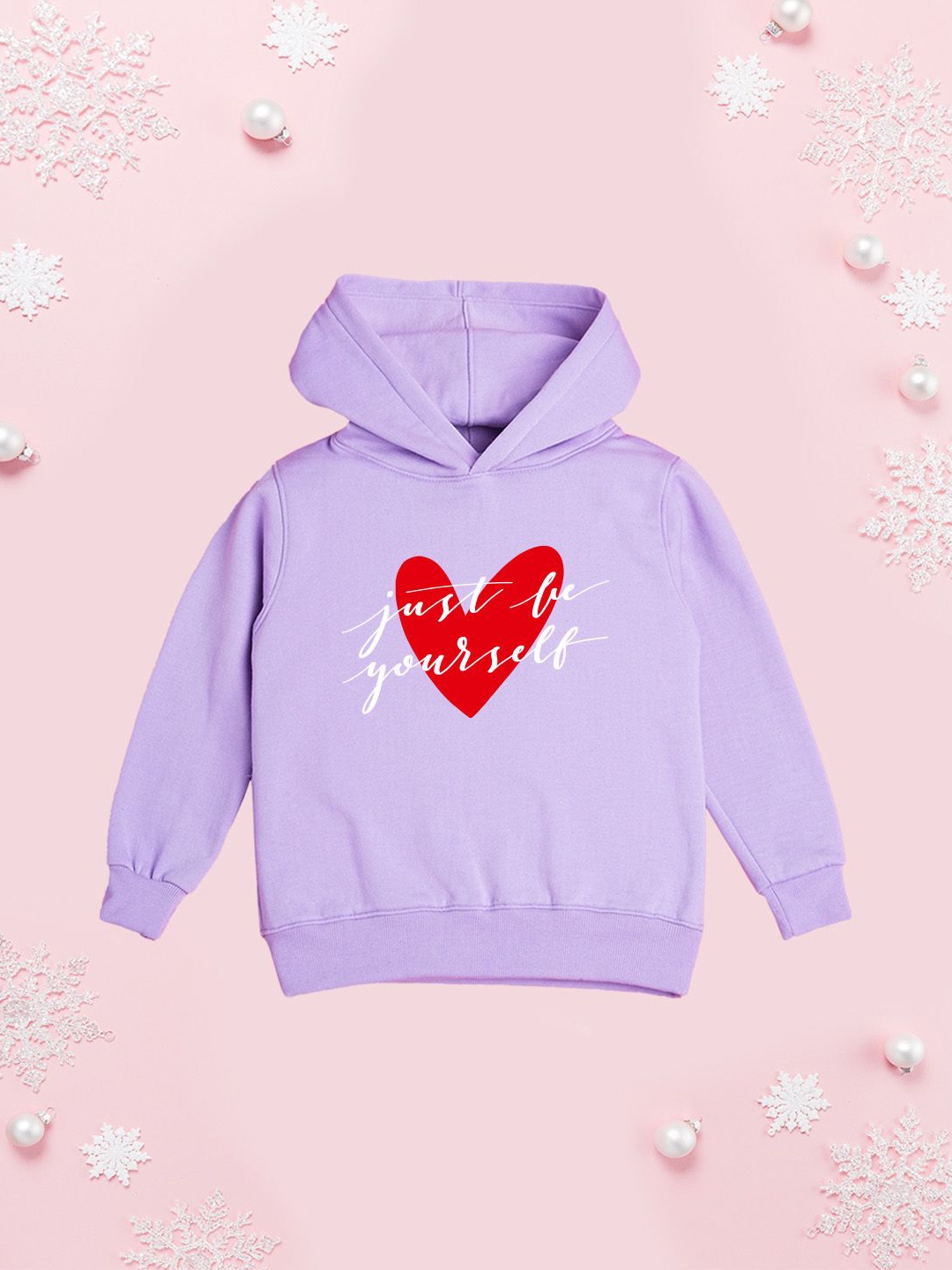 

NUSYL Girls Typography Printed Hooded Sweatshirt, Purple