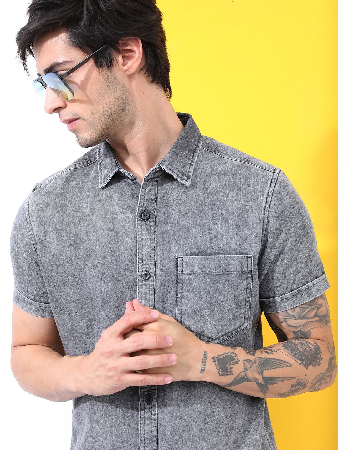 

HIGHLANDER Men Slim Fit Opaque Casual Shirt, Grey