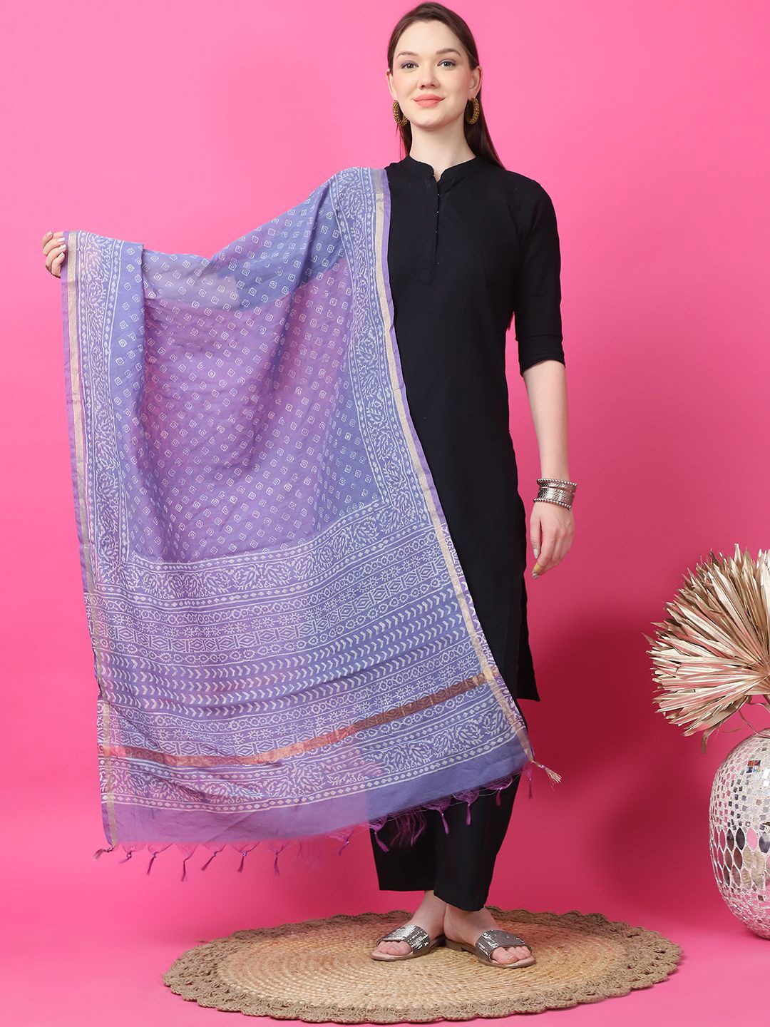 

LOOM LEGACY Printed Dupatta, Violet