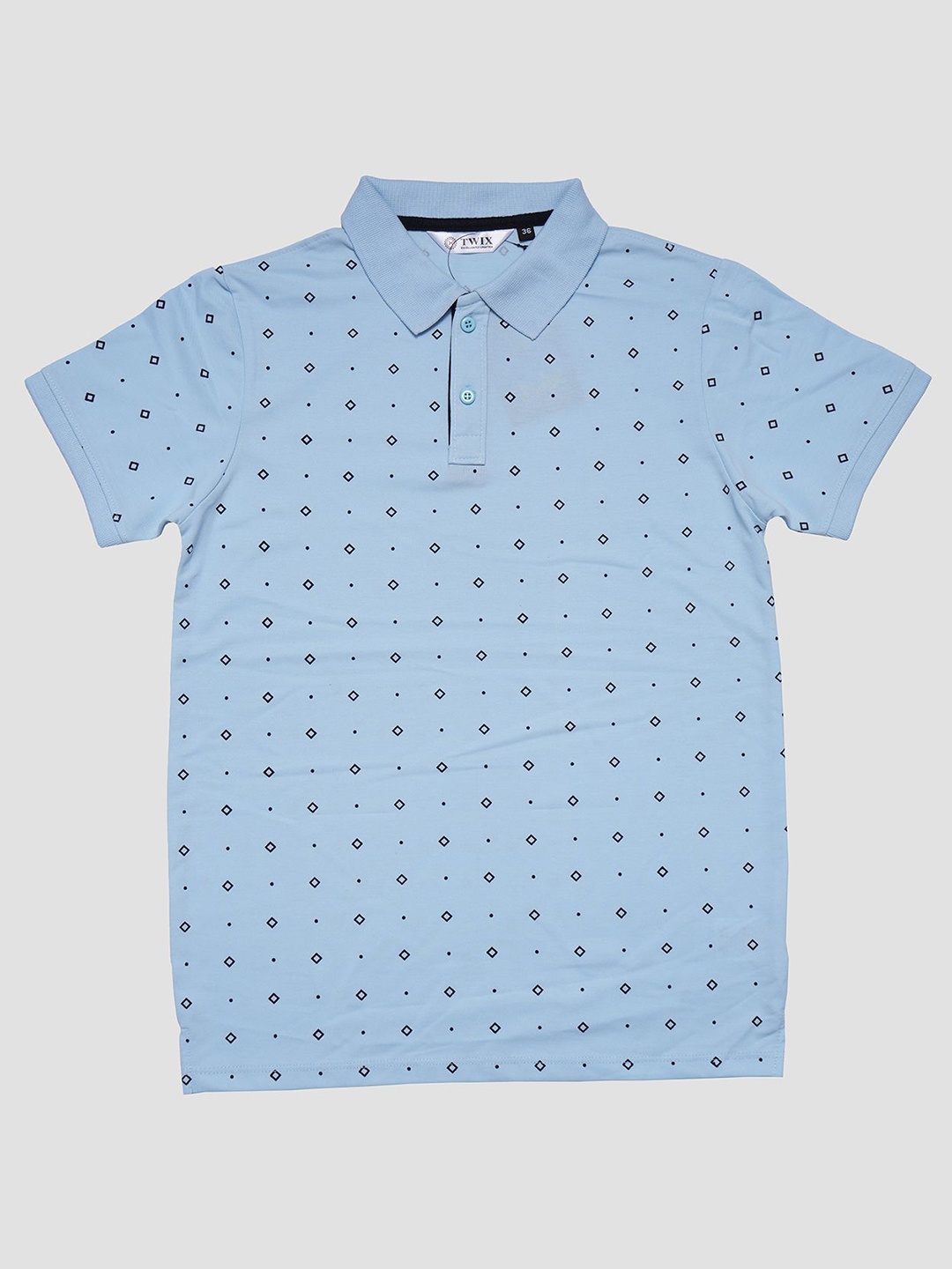 

TWIX Boys Conversational Printed Polo Collar Cotton T-Shirt, Turquoise blue