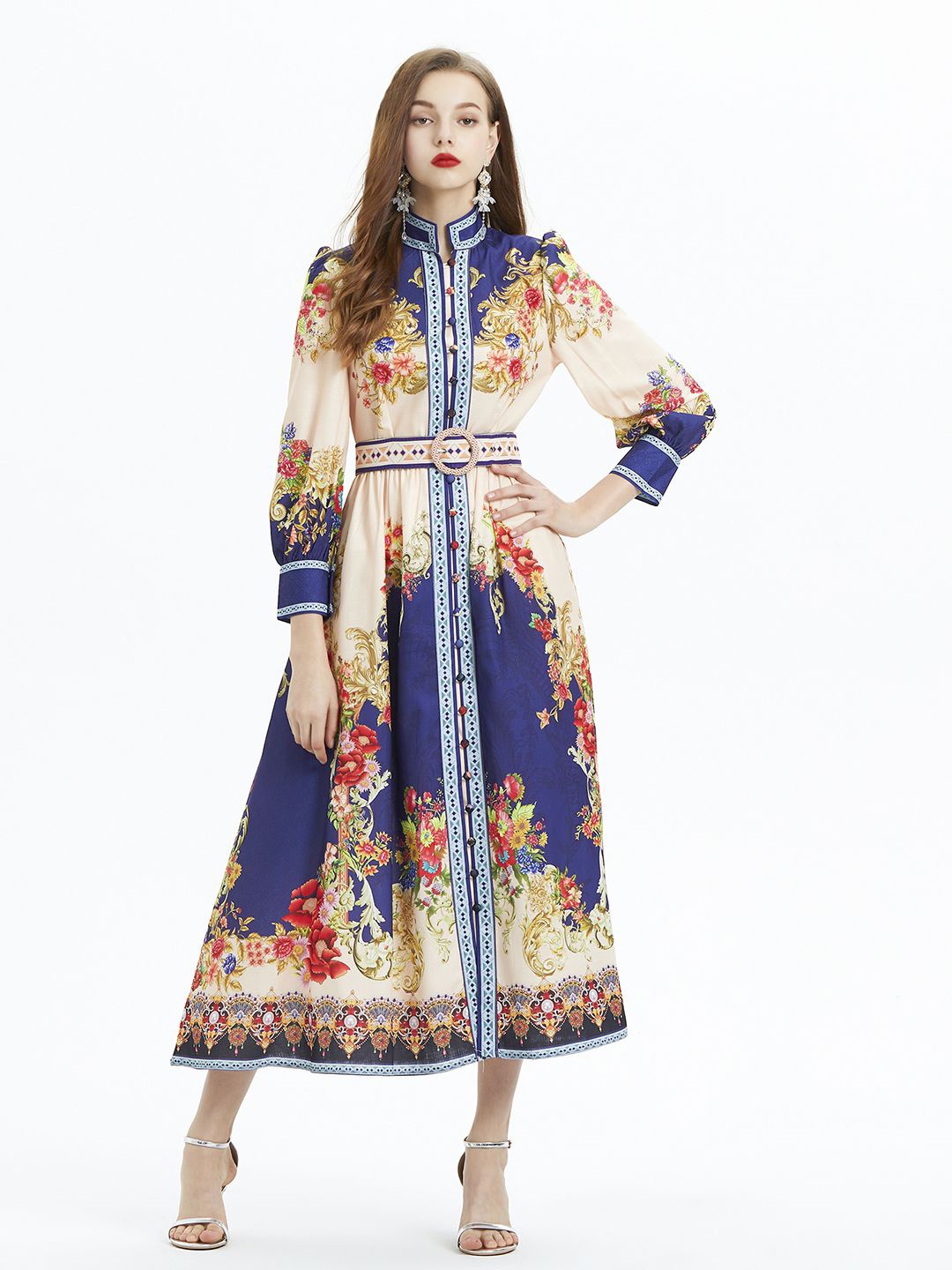 

JC Collection Floral Print Fit & Flare Midi Dress, Blue