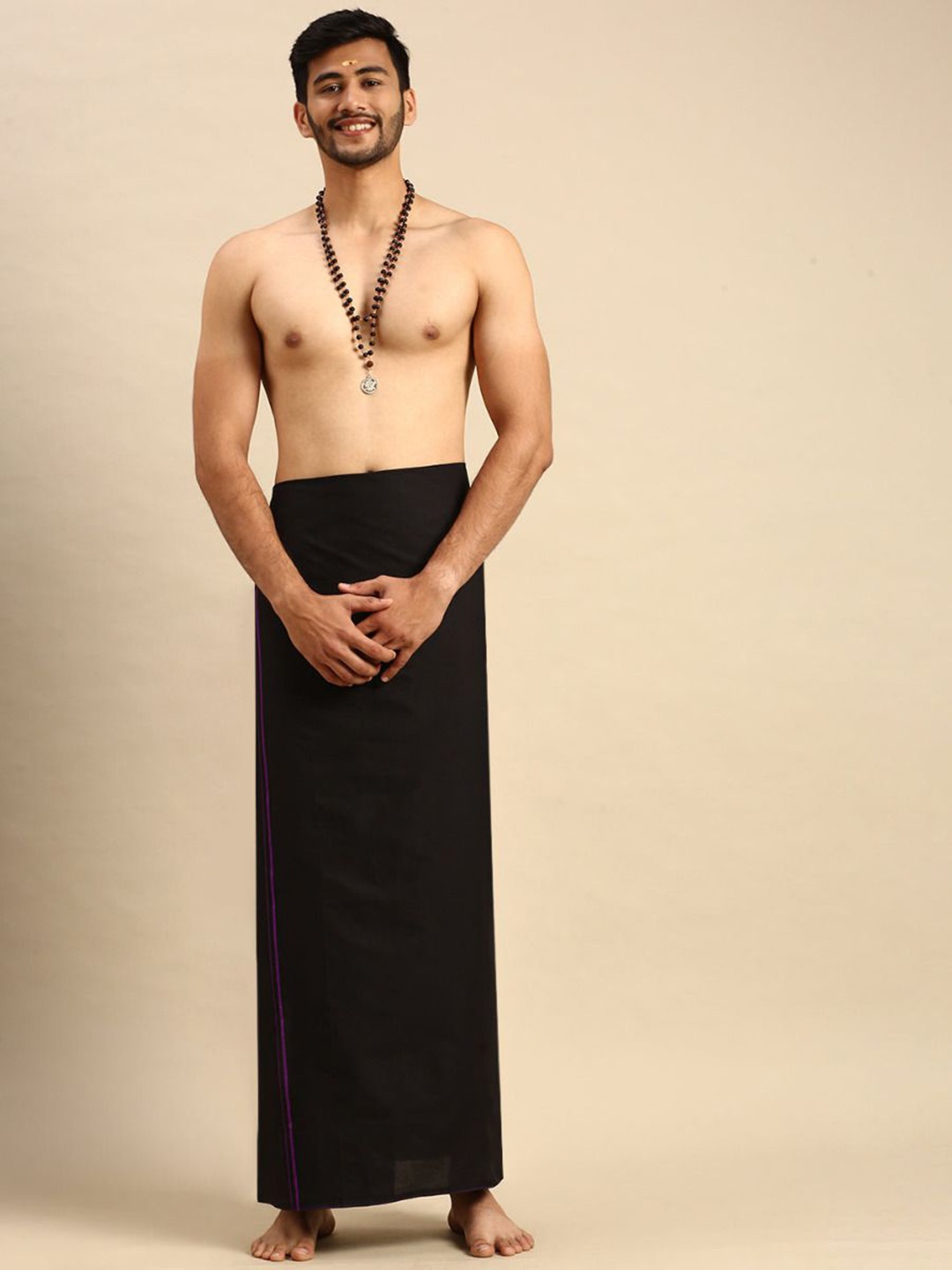 

Ramraj Men Bordered Dhoti, Black