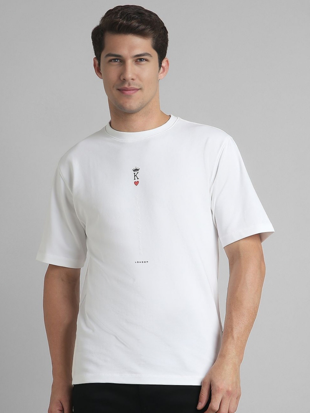 

SIMON CARTER LONDON Men Typography Printed Round Neck Cotton T-Shirt, White