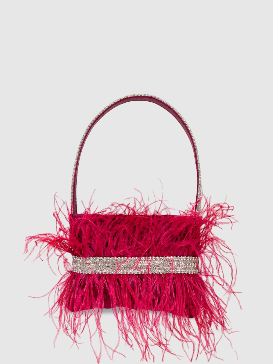 

D'oro Fringed Embellished Structured Handheld Bag, Pink