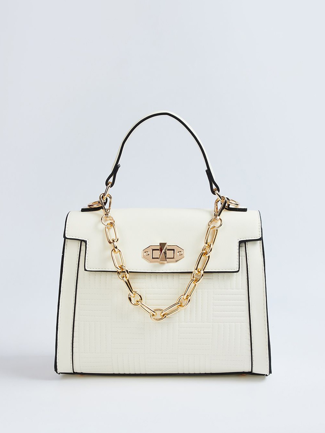 

CODE by Lifestyle Textured PU Structured Handheld Bag with Quilted, White