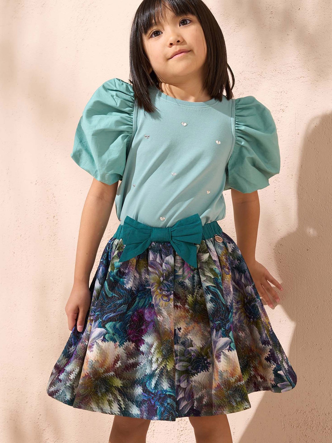 

Angel & Rocket Girls Floral Printed Pure Cotton Flared Skirts, Green