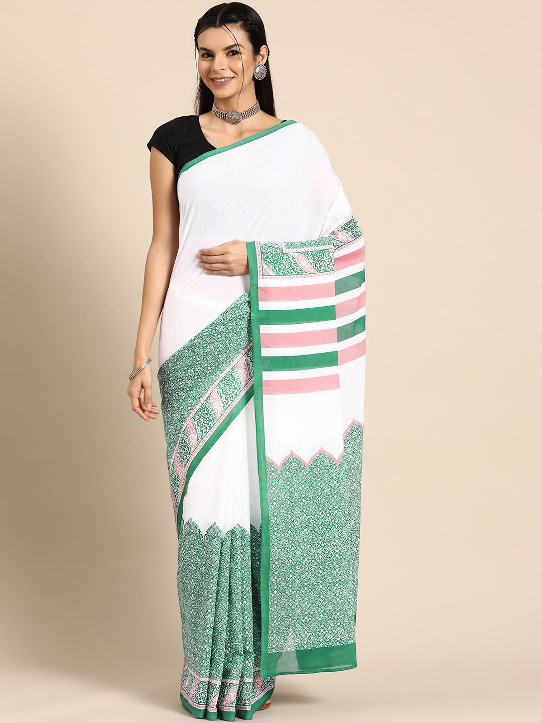 

BUTA BUTI Pure Cotton Saree, Green