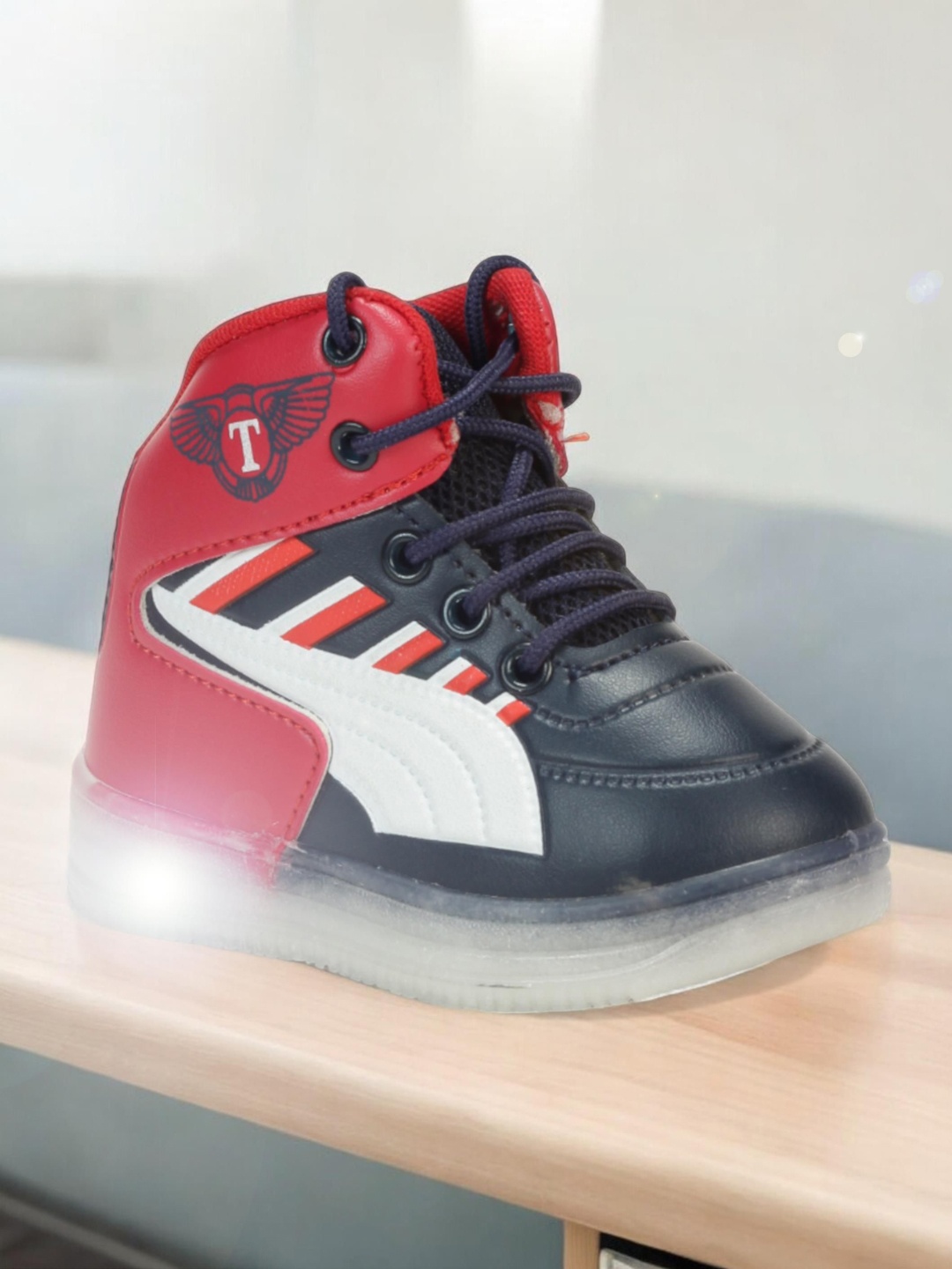 

Lil Lollipop Unisex Kids Colourblocked High Top Led Sneakers, Black