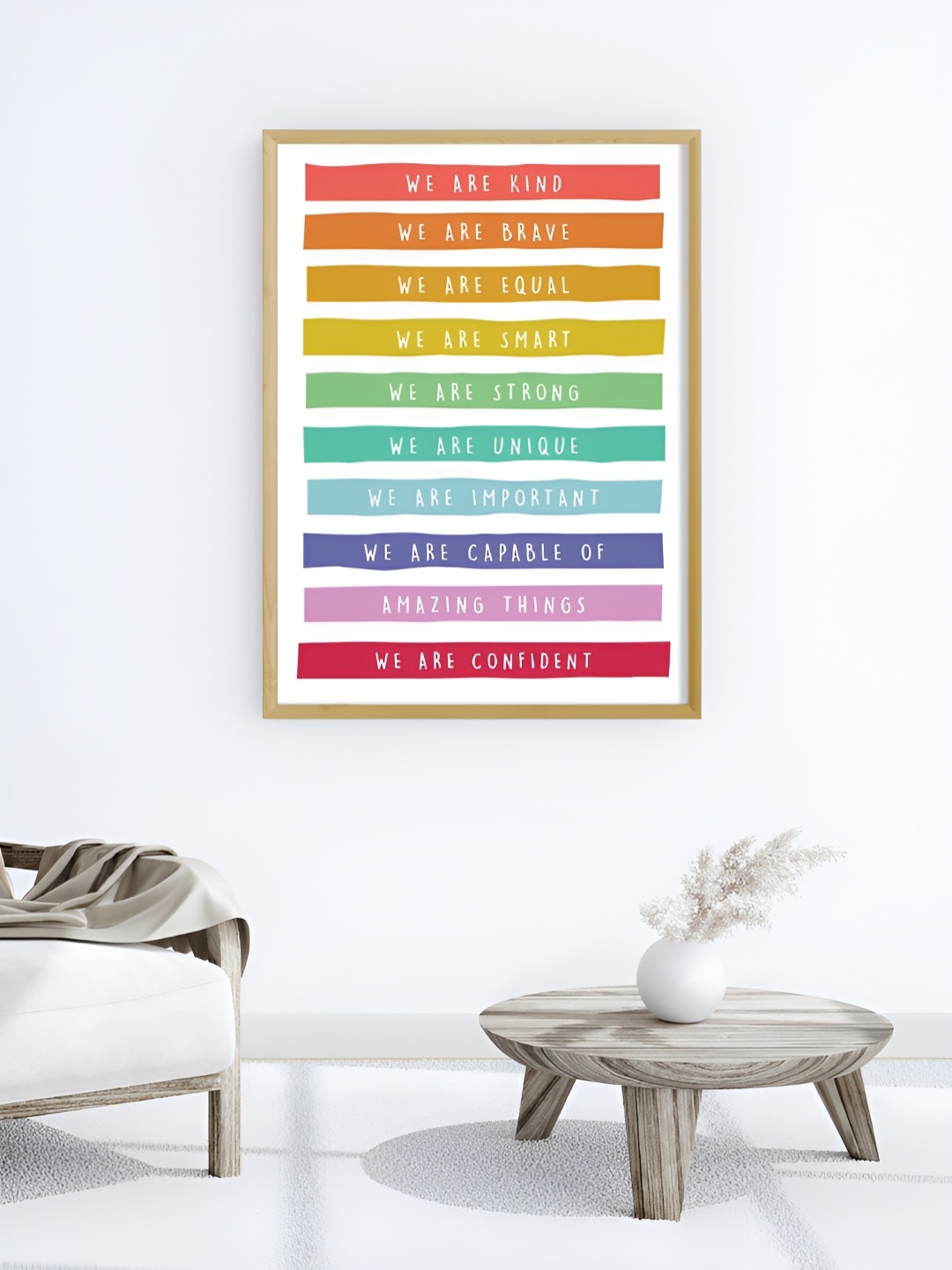 

My Kids Wall Daily Positive Affirmations Beige & Red Wooden Wall Art