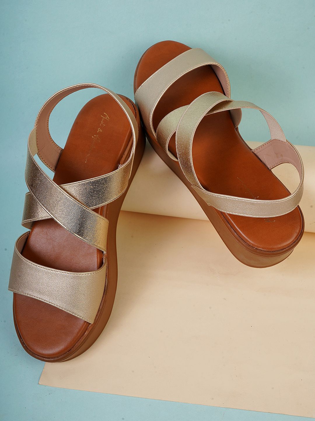 

Mast & Harbour Open Toe Flatform Heel Sandal, Gold