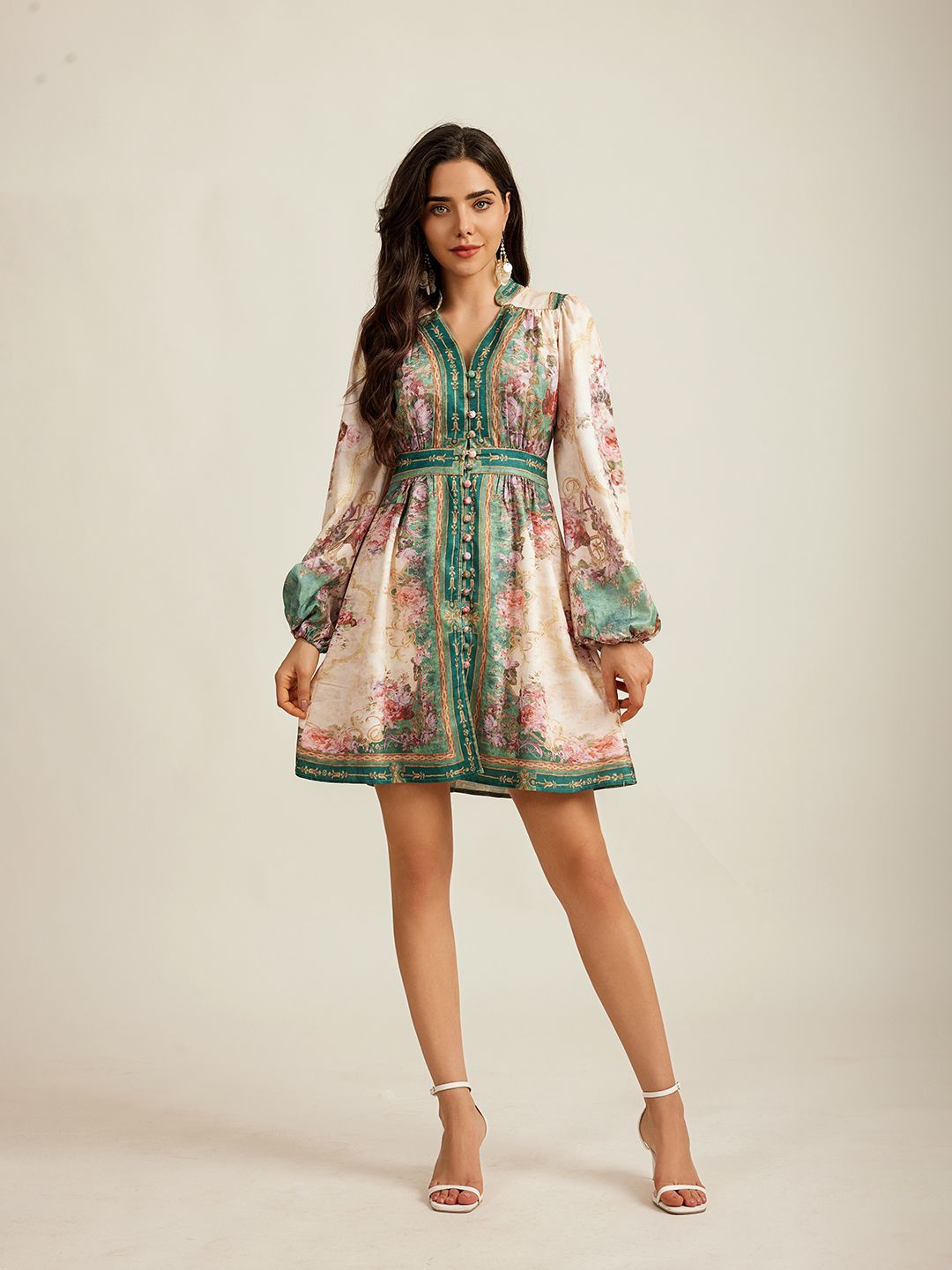 

JC Collection Floral Print Fit & Flare Dress, Green